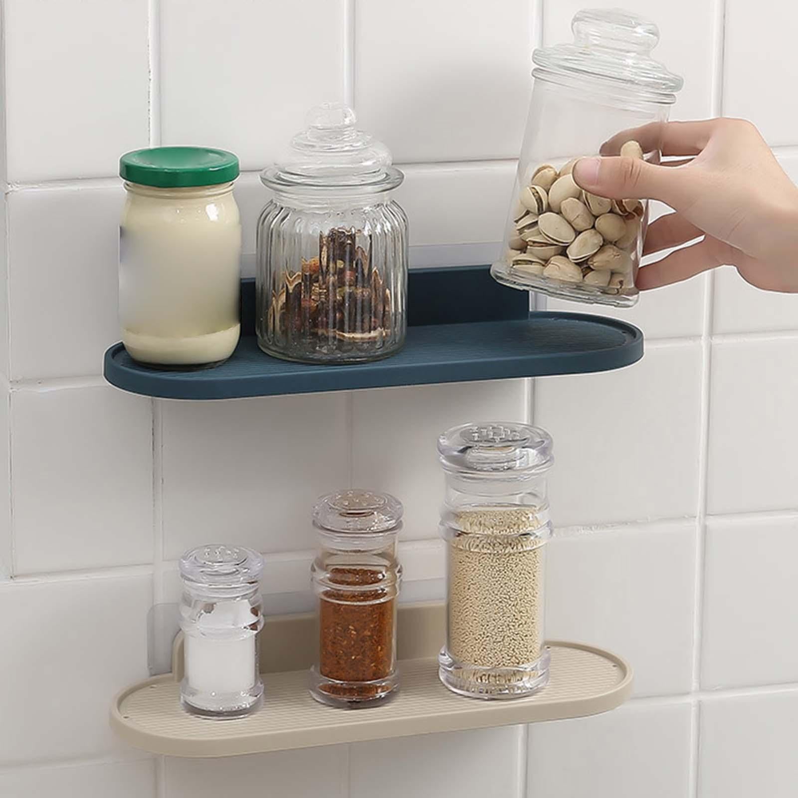 2xFloating Wall Shelves Kitchen Wall Spice Jar Shelves for Hotel Living Room Blue
