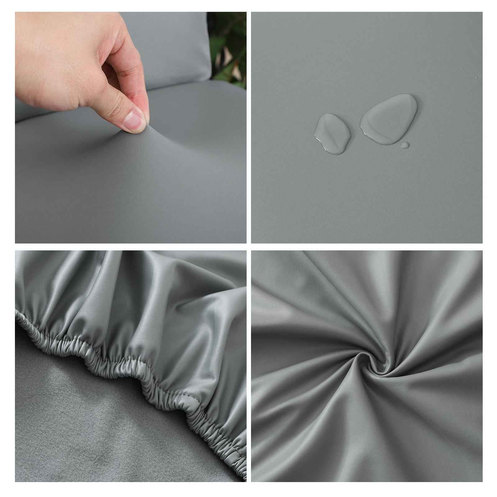 Round Stool Chair Cover PU Leather Waterproof Chair Protector Seat Cover Gray