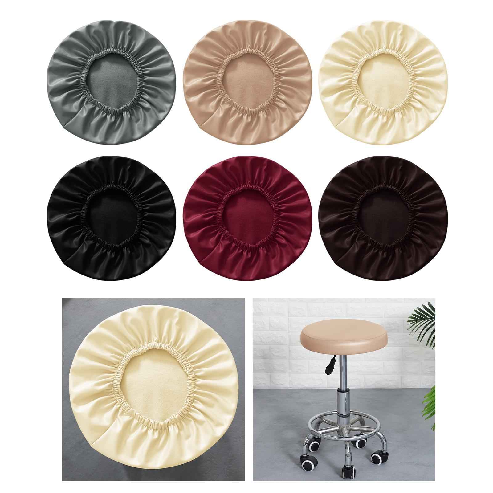Round Stool Chair Cover PU Leather Waterproof Chair Protector Seat Cover Gray