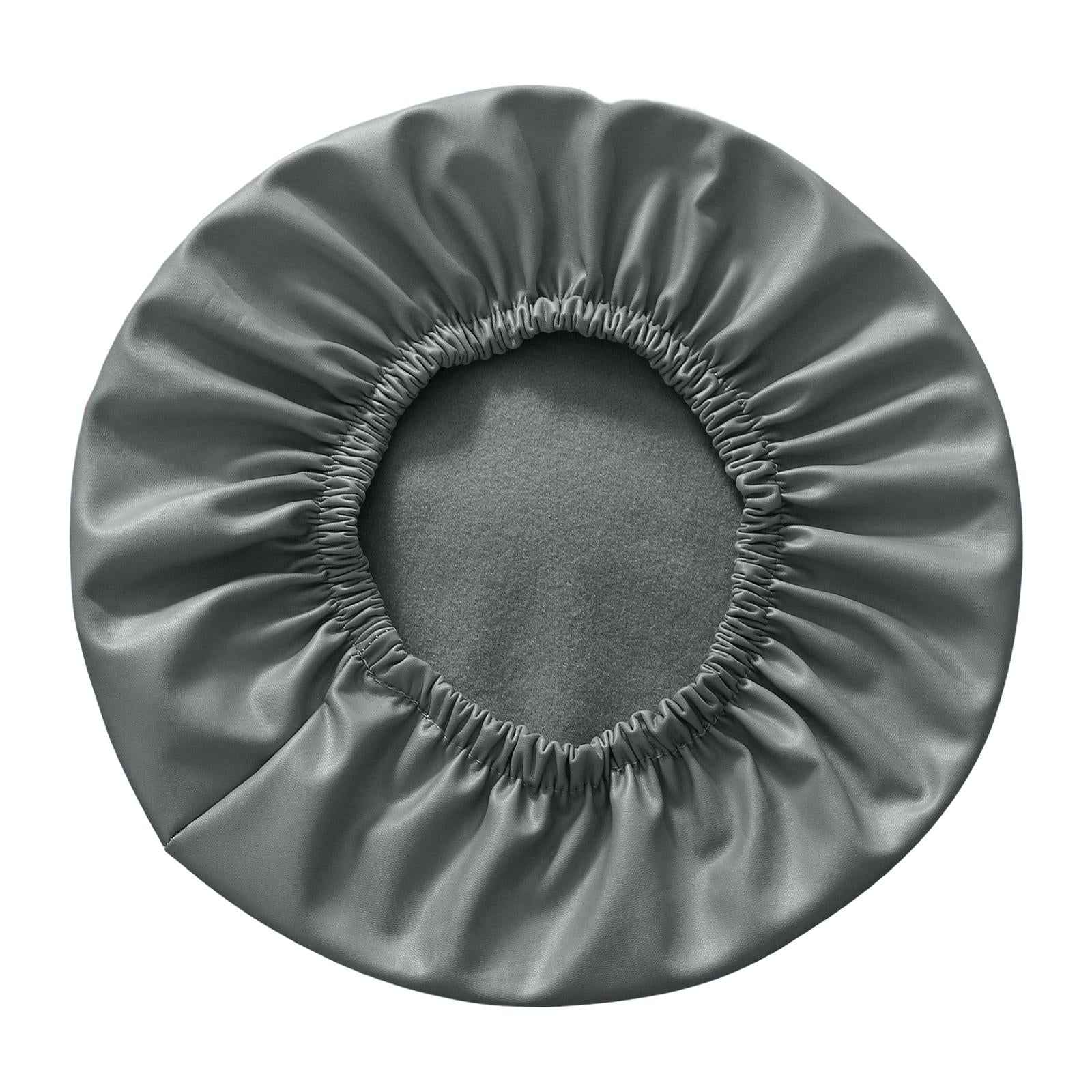 Round Stool Chair Cover PU Leather Waterproof Chair Protector Seat Cover Gray