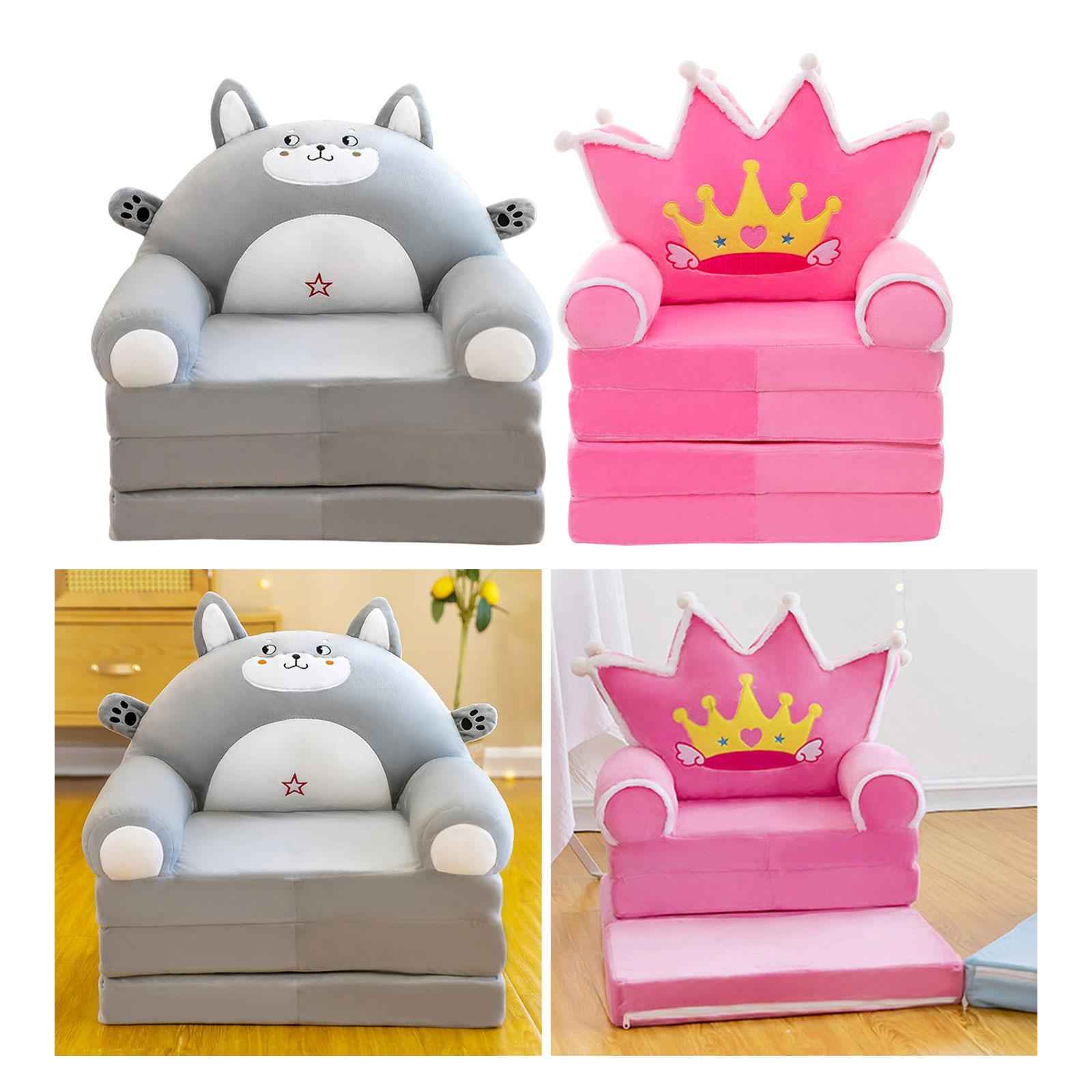 Kids Foldable Sofa Chair Three Floors Foldable Kids Sofa Armchair for Home grey