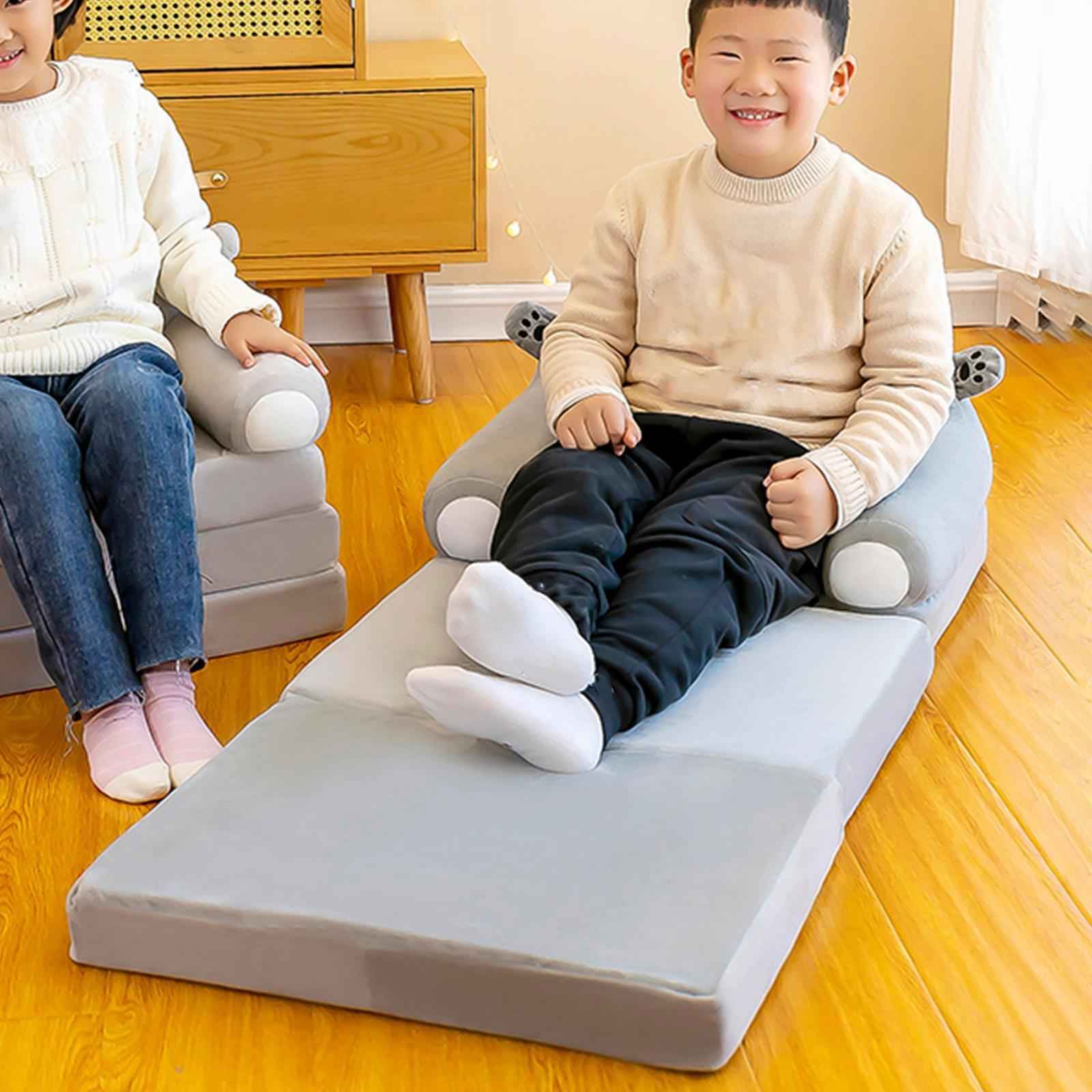 Kids Foldable Sofa Chair Three Floors Foldable Kids Sofa Armchair for Home grey