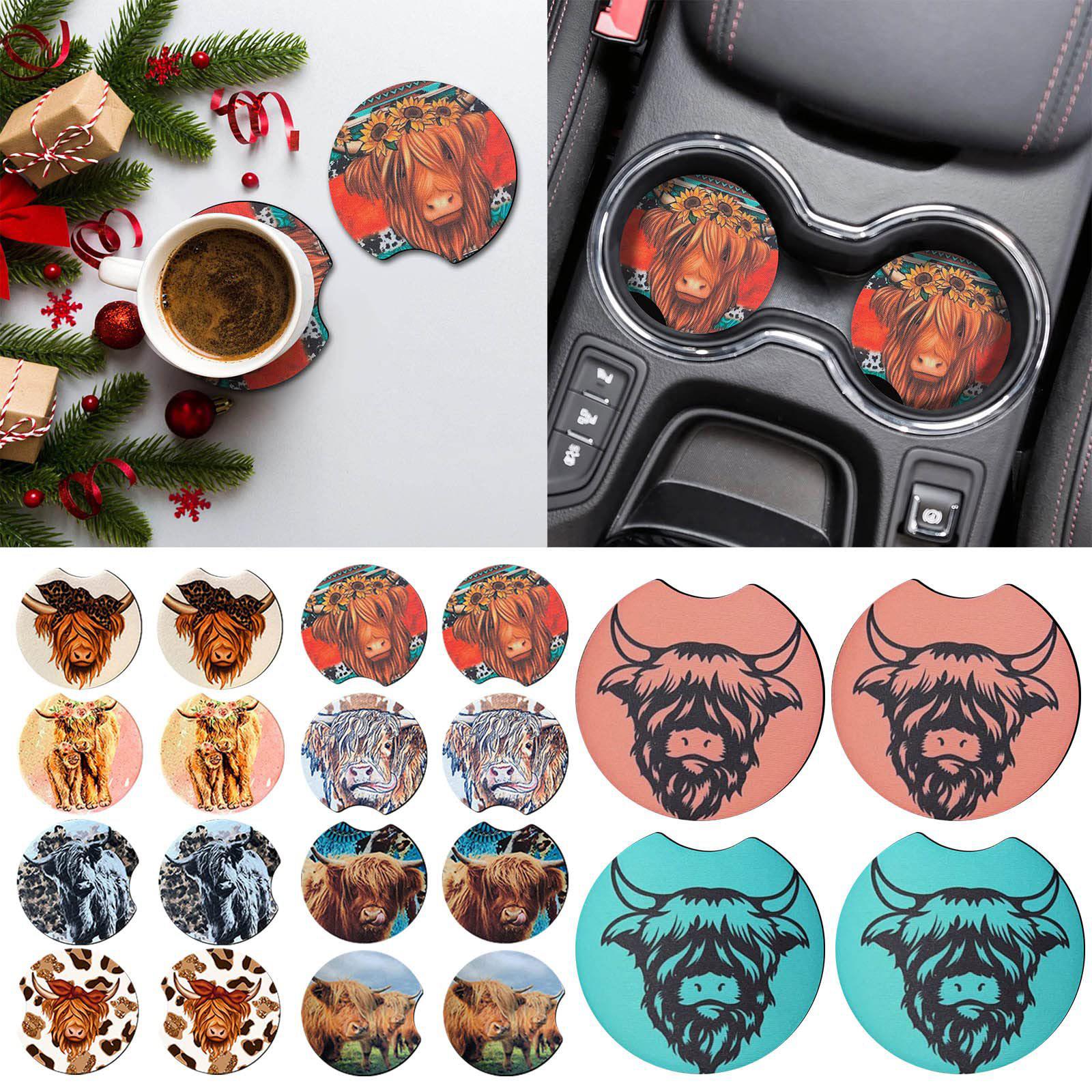 2 Pieces Universal Car Cup Holder Coasters Wooden for Office Automotive style E