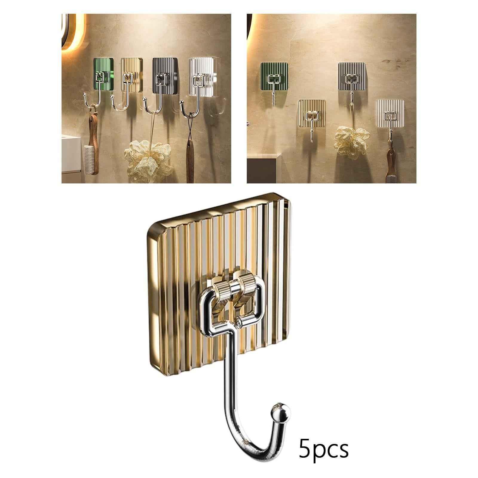 5Pcs Wall Hooks Home Towel Robe Hook Acrylic Hooks for Bathroom Kitchen Door Aureate