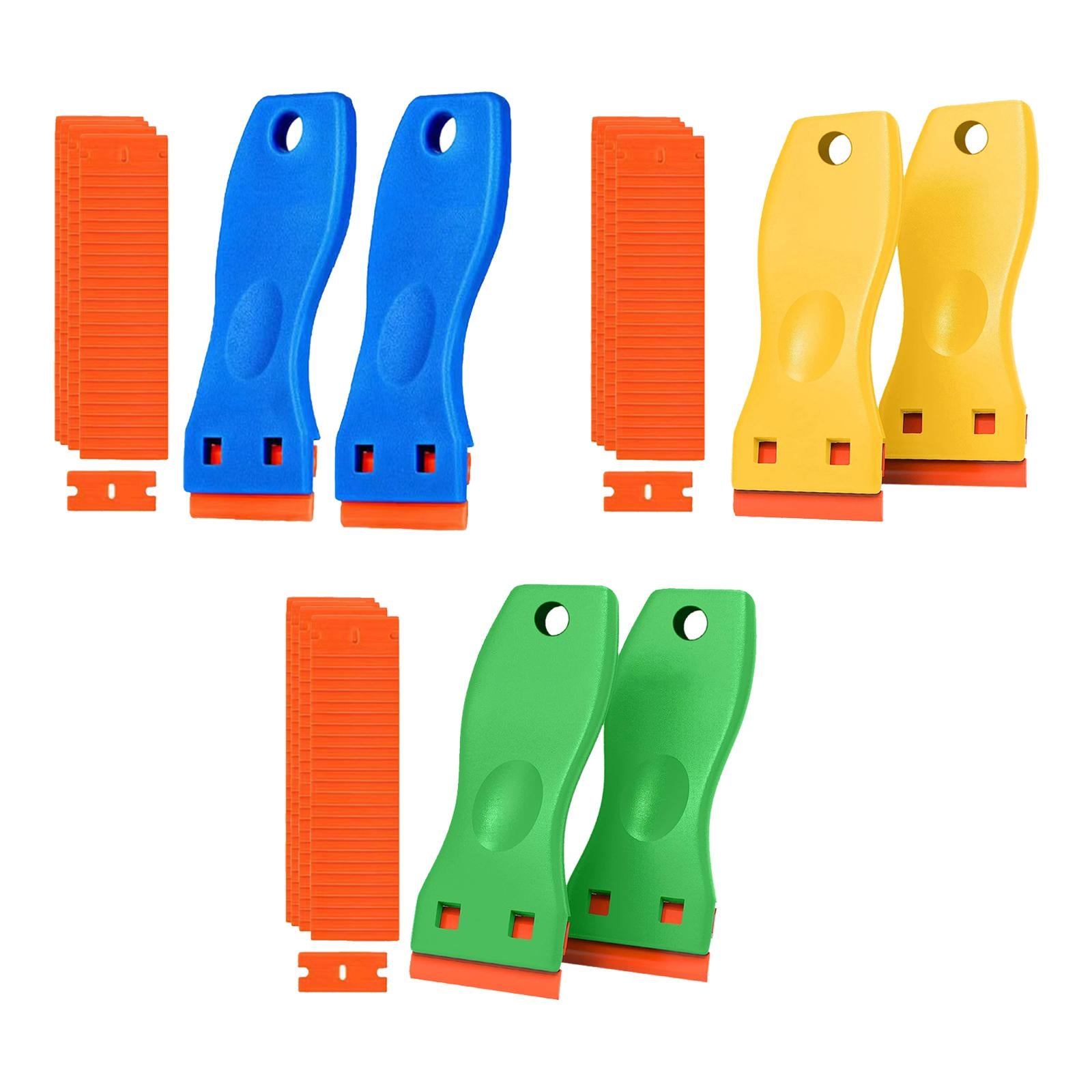 2xGlass Scraper with Blade Cleaner Blade Scraper for Removing Windshields Wall Blue
