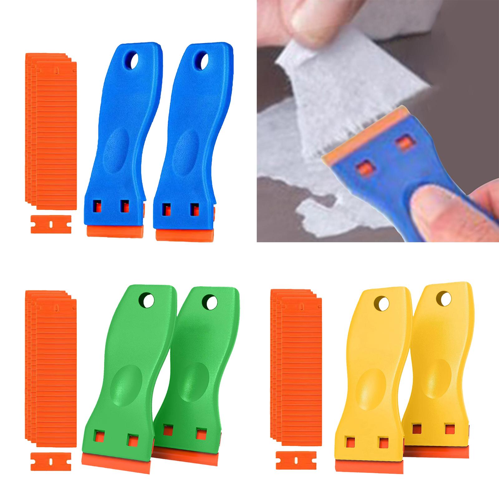 2xGlass Scraper with Blade Cleaner Blade Scraper for Removing Windshields Wall Blue