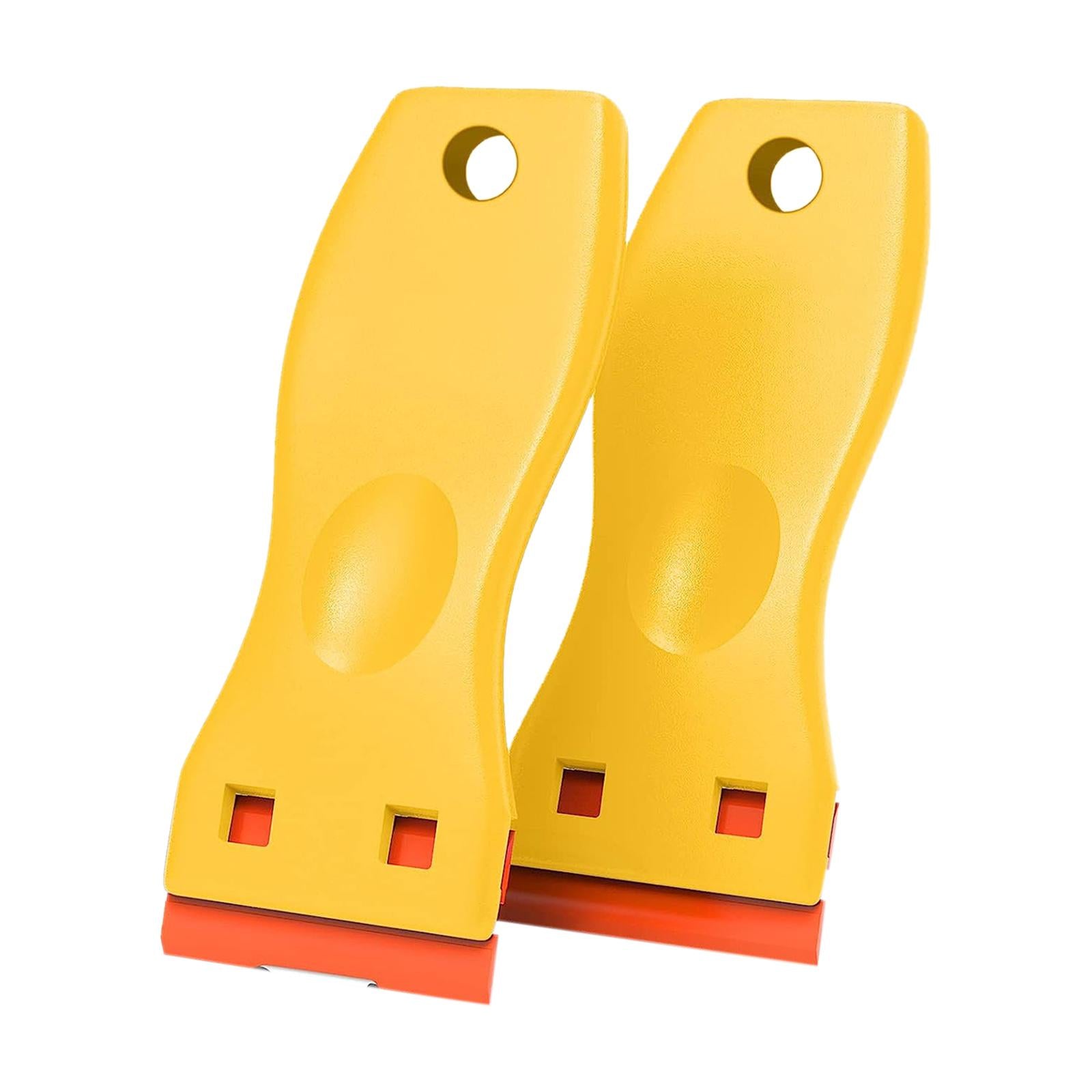 2xGlass Scraper with Blade Cleaner Blade Scraper for Removing Windshields Wall Yellow