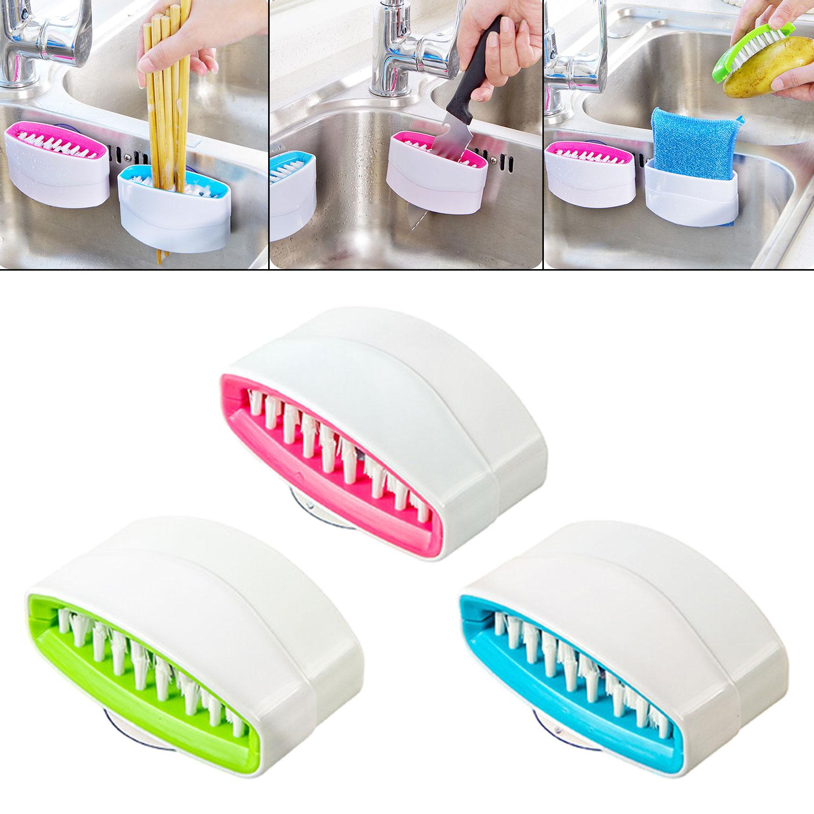 3xCutlery Cleaner Brush Dish Scrubbing Brush for Chopsticks Fork Kitchen Tools Red