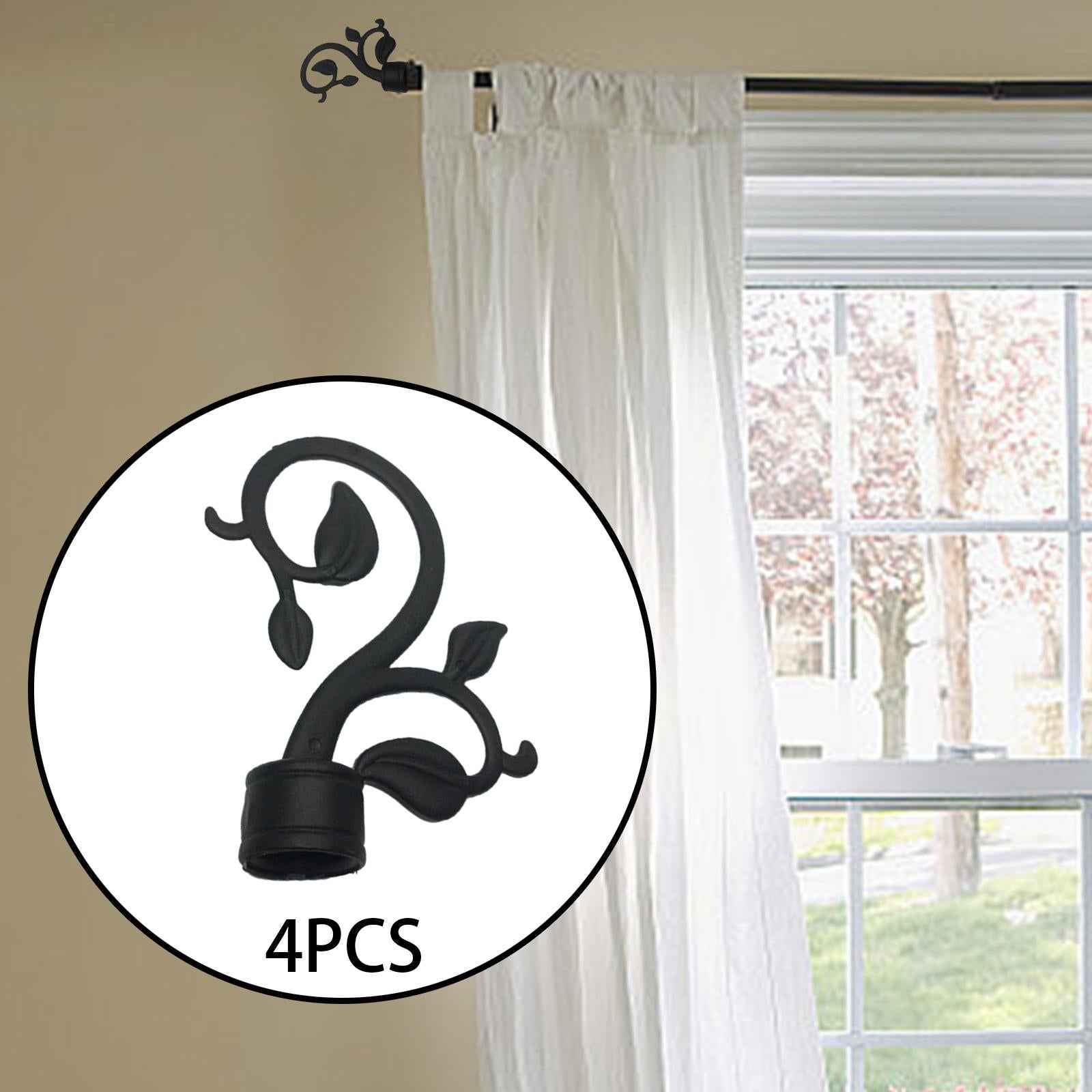 4Pcs Curtain Rod End Caps Durable Curtain Finials for Living Room Home Decor Style D