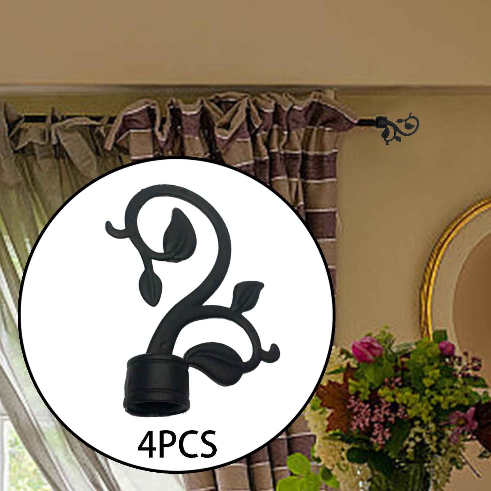 4Pcs Curtain Rod End Caps Durable Curtain Finials for Living Room Home Decor Style D