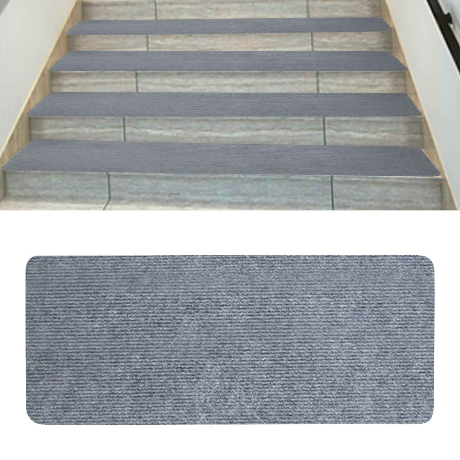 Stair Tread Carpet Slip Resistant 30"x8" Step Mats for Children Pets Elderly Gray