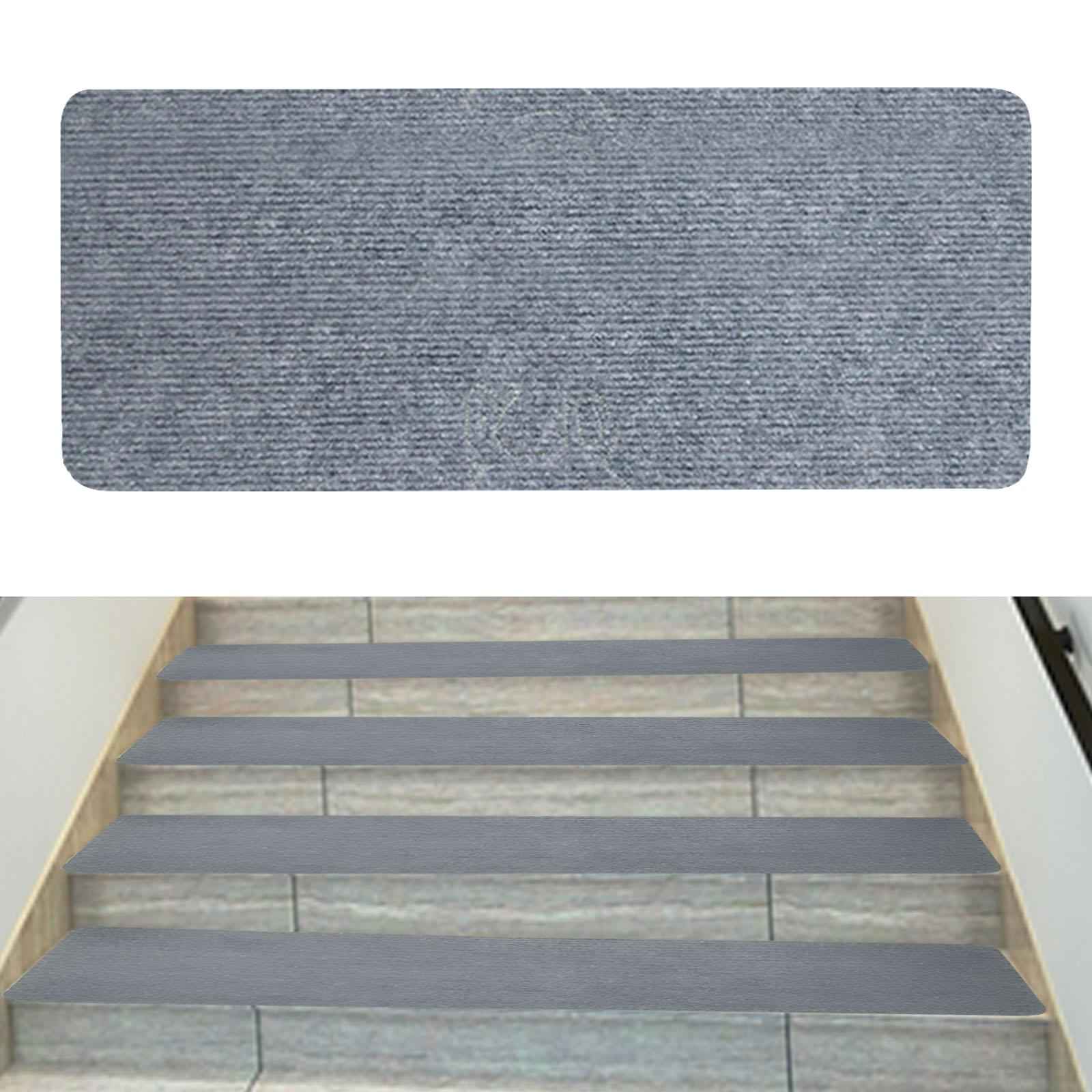 Stair Tread Carpet Slip Resistant 30"x8" Step Mats for Children Pets Elderly Gray