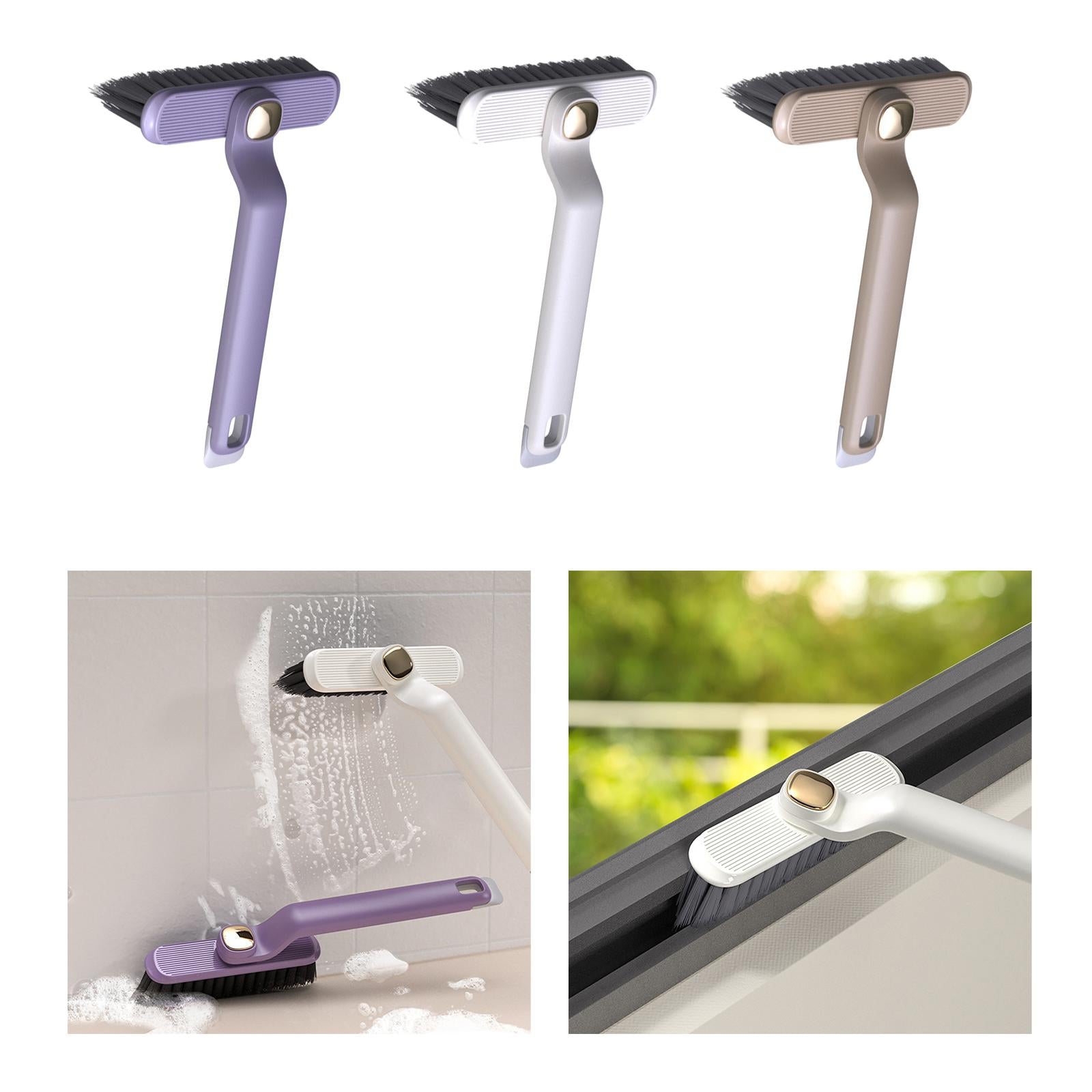 2x360 Degree Rotating Crevice Brush Gaps Cleaning Brush for Desk Bathroom Home Purple