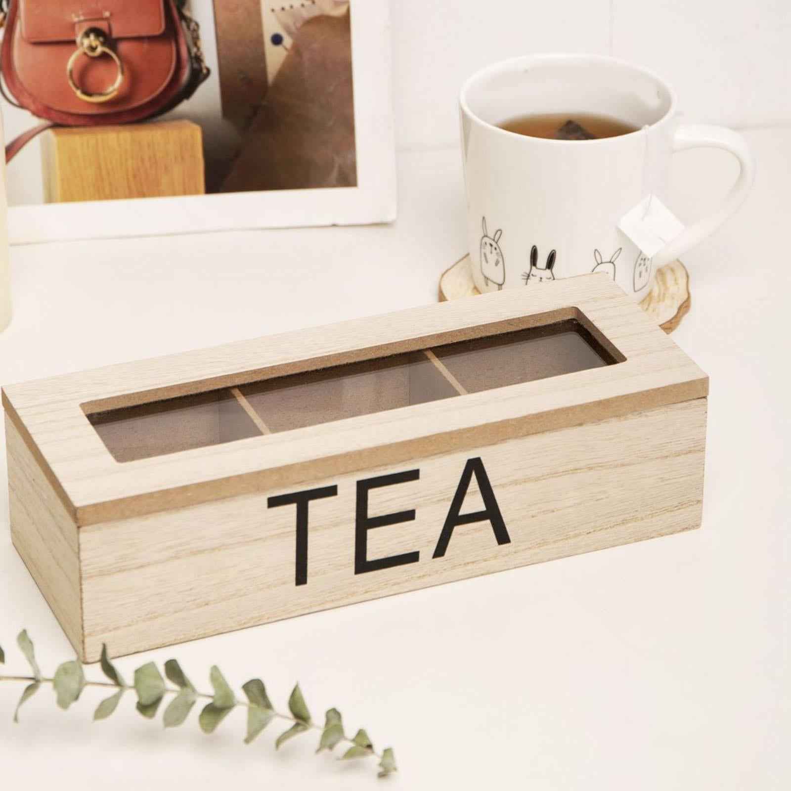 Wooden Tea Bag Storage Box Tea Storage Organizer for Kitchen Home Decoration