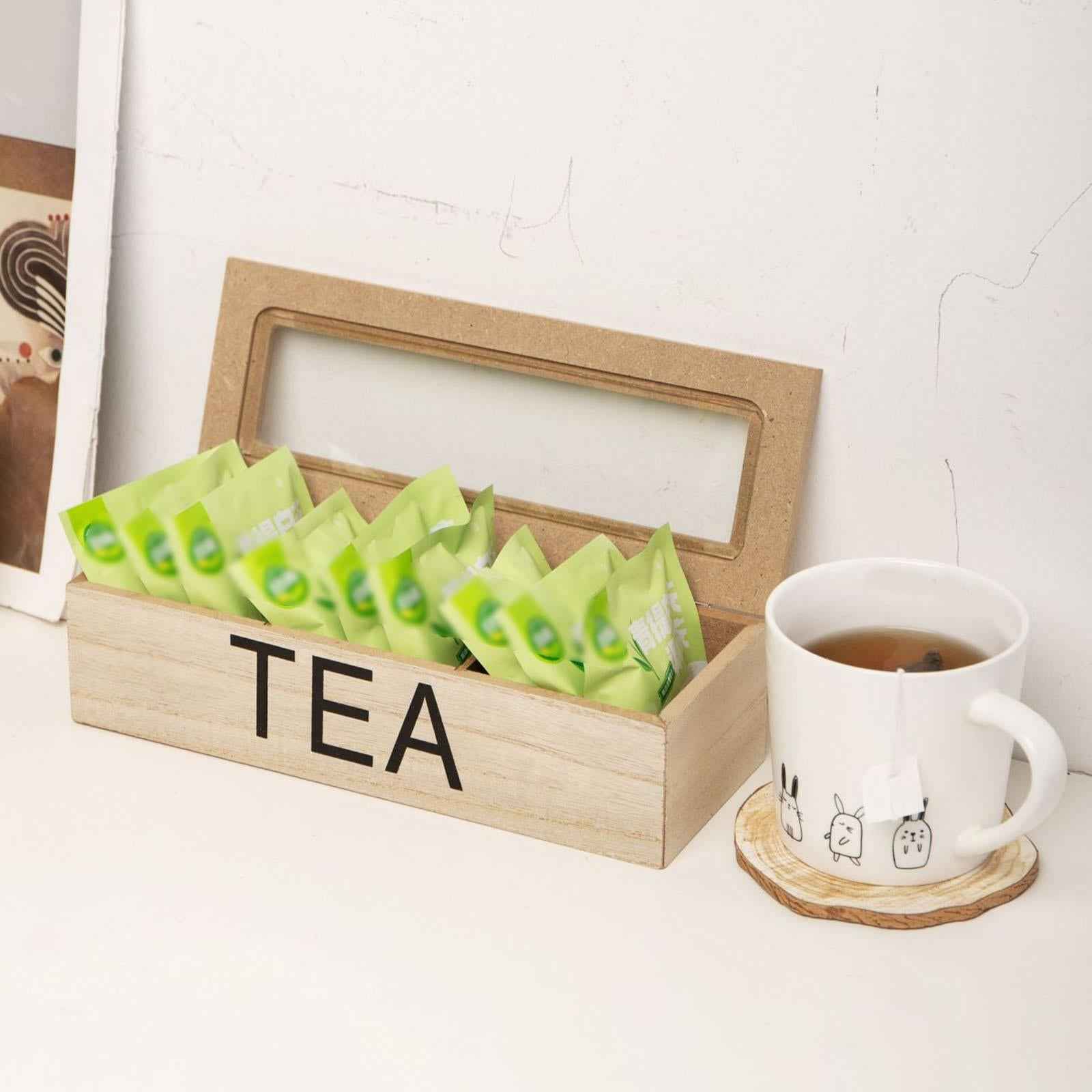 Wooden Tea Bag Storage Box Tea Storage Organizer for Kitchen Home Decoration
