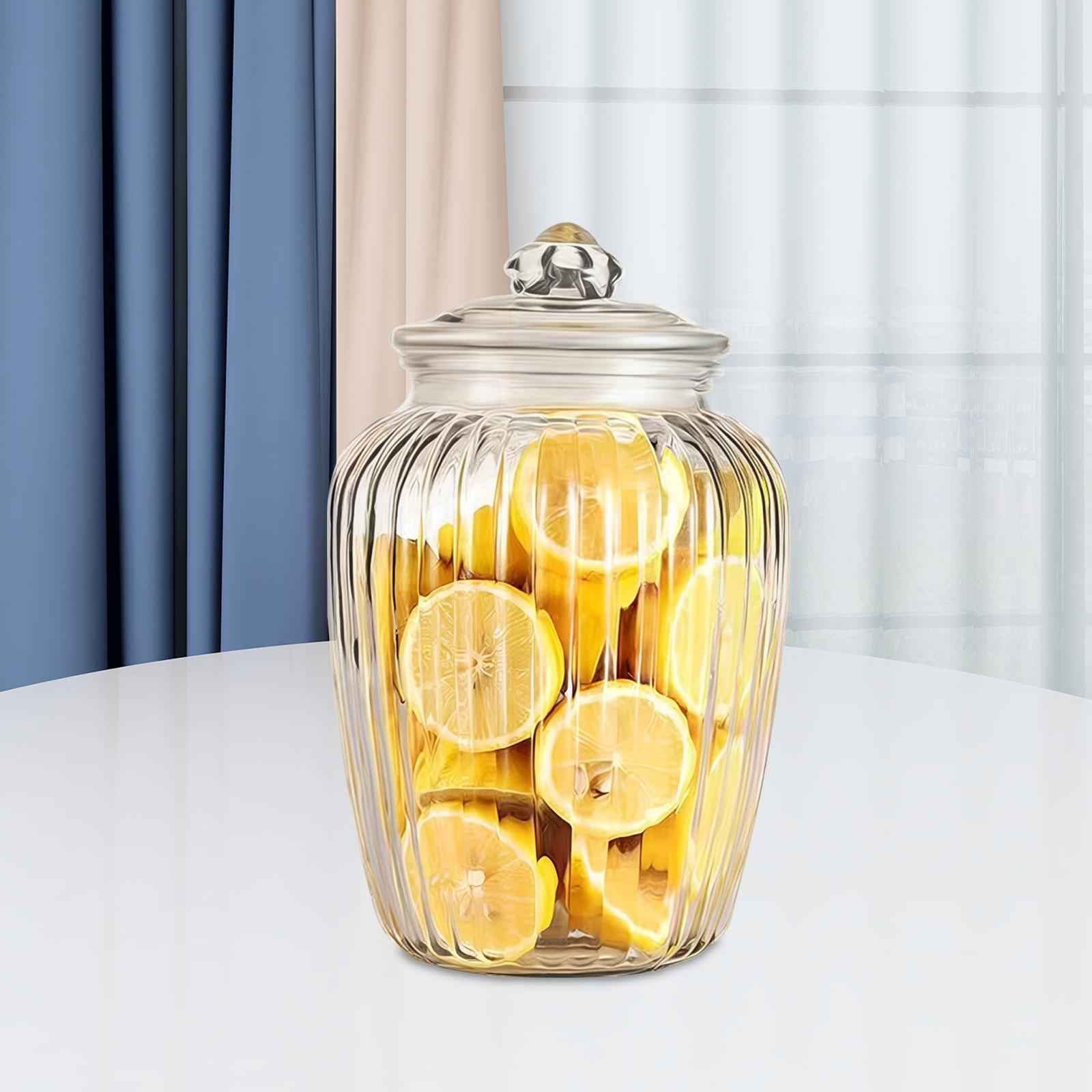 Large Glass Jar Multipurpose Reusable Airtight Food Jar for Cookie Loose Tea Vertical stripes