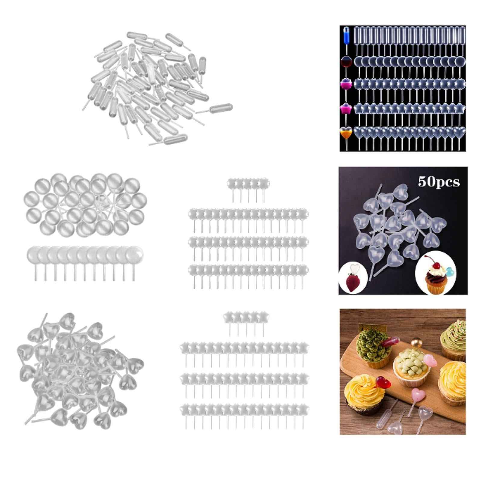 50x Cupcake Pipettes 4ml Clear Squeeze Dropper for Cupcakes Pastries Waffles Style A