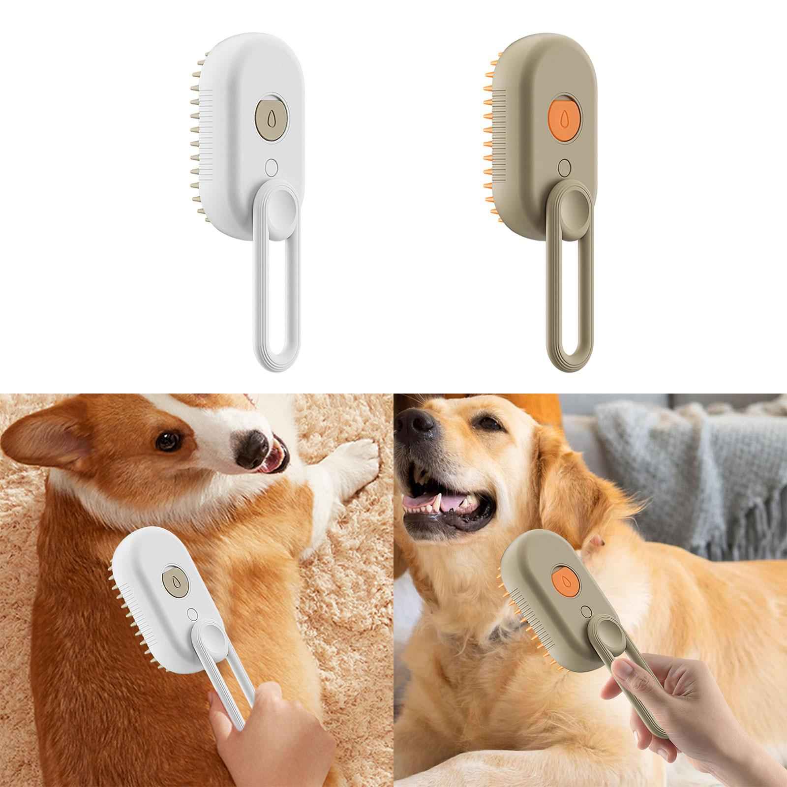 3 in1 Cat Dog Steamy Brush Handheld for Cats and Dogs Massage Pet Hair Brush White