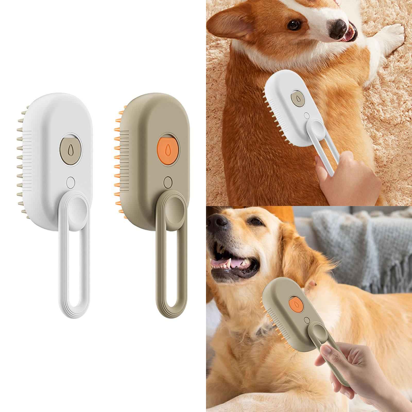 3 in1 Cat Dog Steamy Brush Handheld for Cats and Dogs Massage Pet Hair Brush White