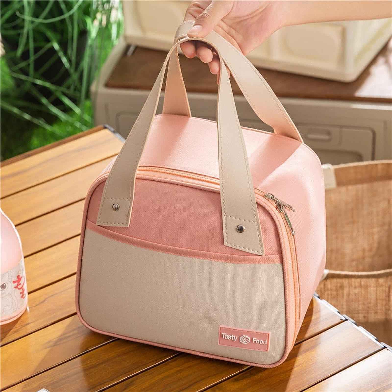 Insulated Cooler Bag Portable Cooler Tote Bag for Camping Work Beach Outings Pink