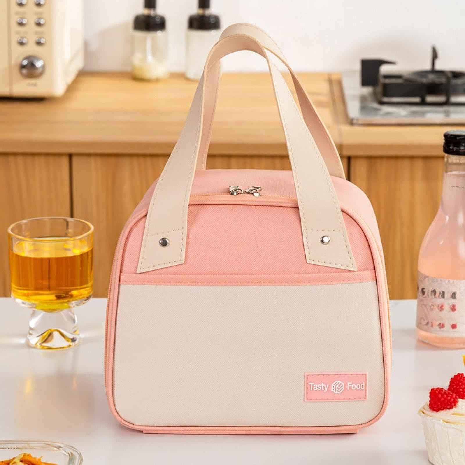 Insulated Cooler Bag Portable Cooler Tote Bag for Camping Work Beach Outings Pink