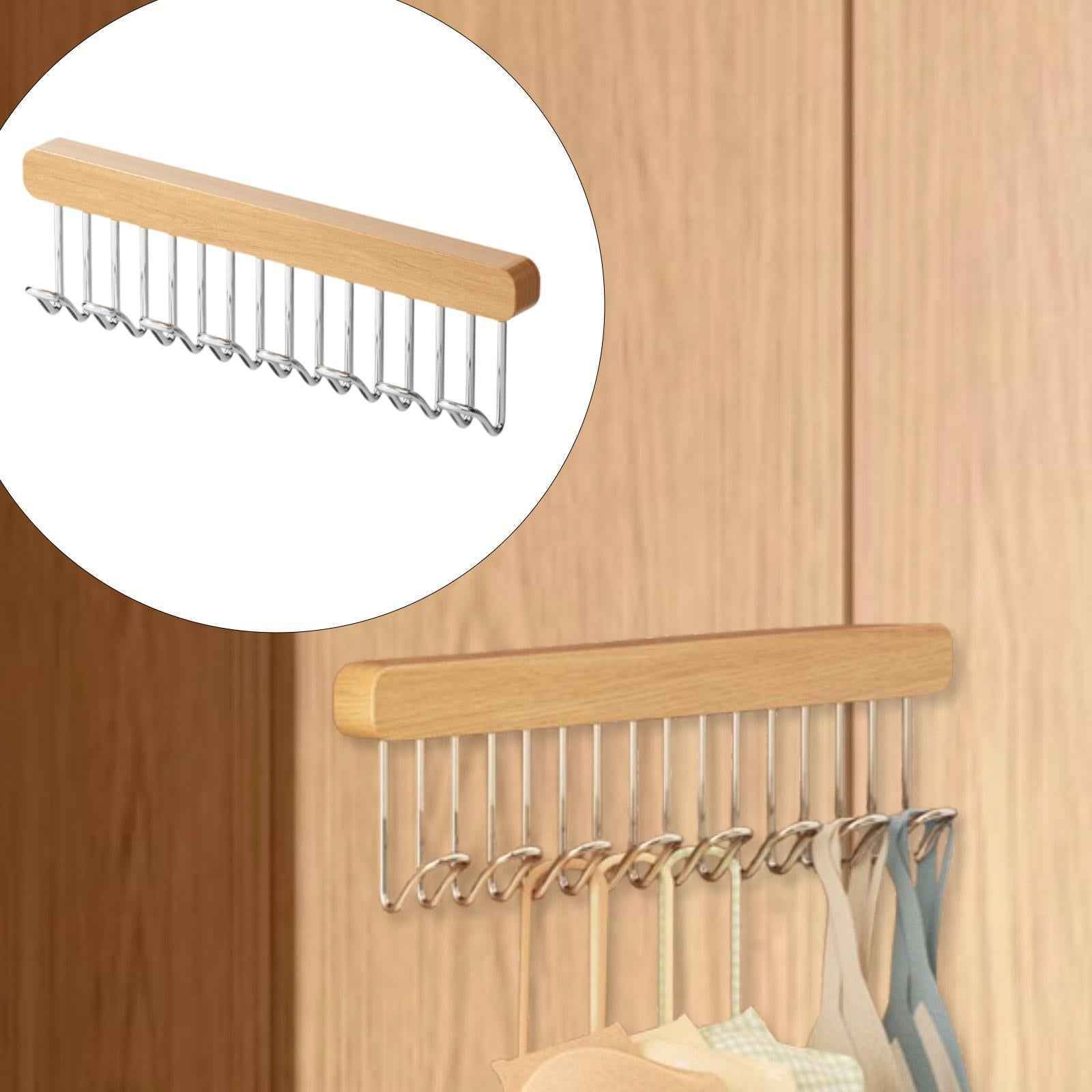 Pull Out Rack for Closet Space Saving Sliding Hooks for Cabinet Ties Bedroom Left with 12 Hooks