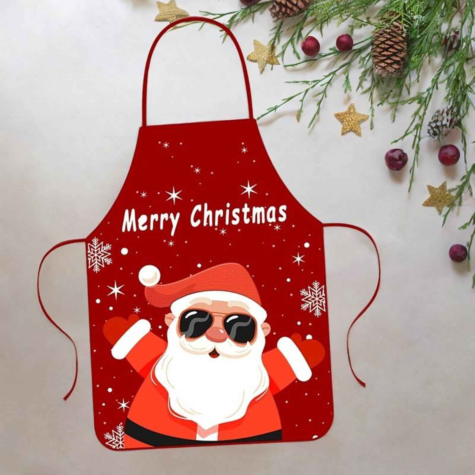 Christmas Apron Lightweight Kitchen Apron for Holidays Restaurant Stage Show Style C