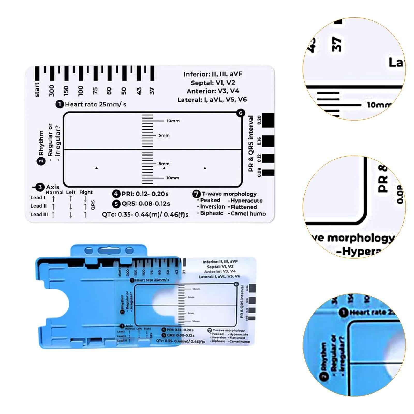 ECG 7 Step Ruler Portable Transparent Professional Heart Rate Measuring Tool