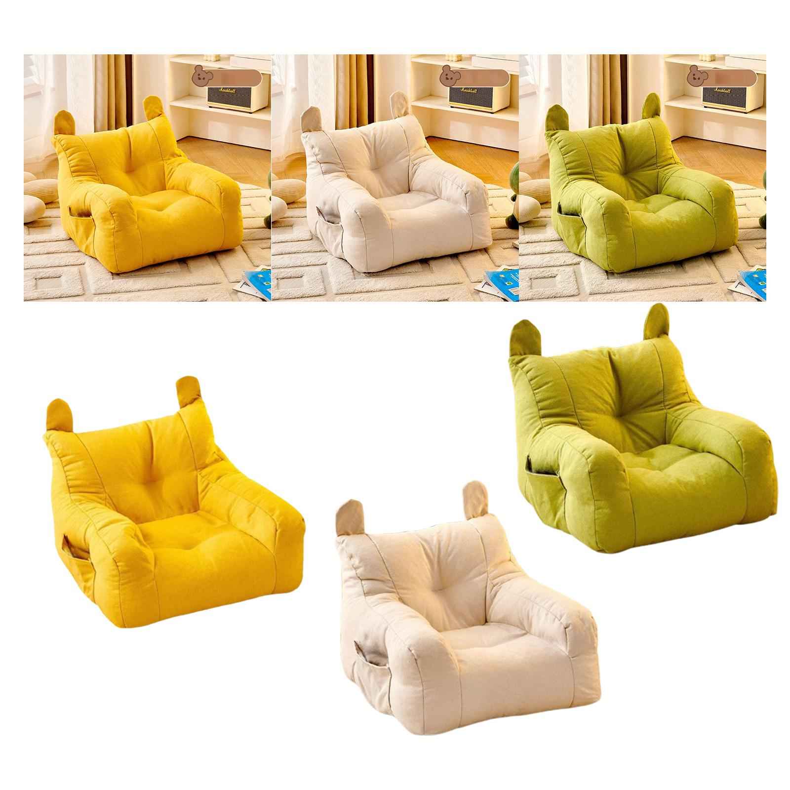Kids Bean Bag Chair Soft Cartoon Cute Floor Chair for Bedroom Dorm Apartment Yellow