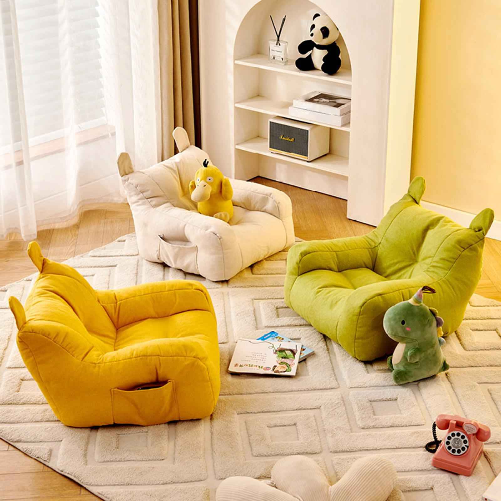 Kids Bean Bag Chair Soft Cartoon Cute Floor Chair for Bedroom Dorm Apartment Yellow