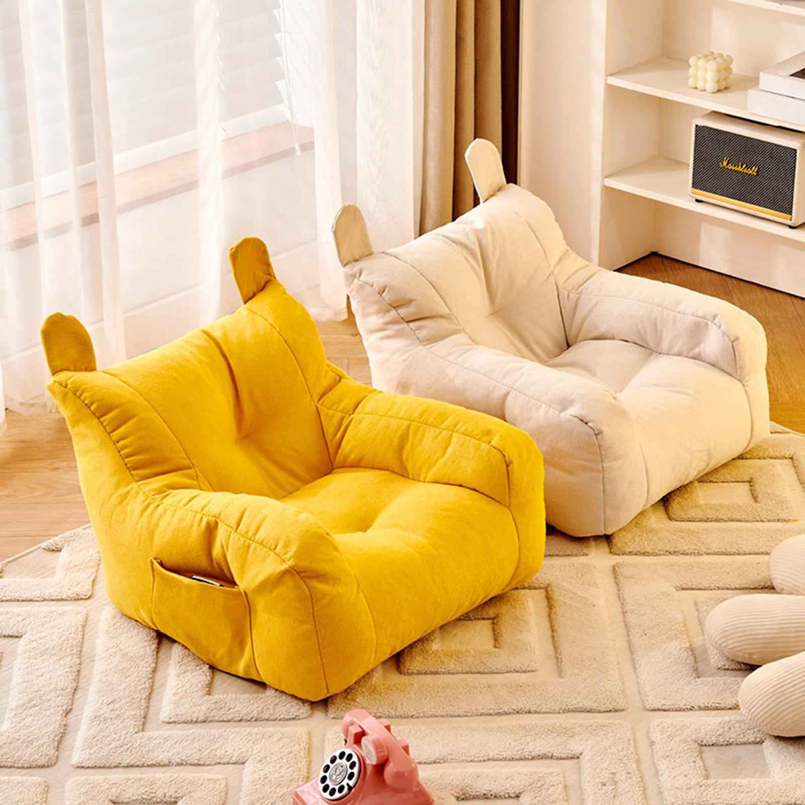 Kids Bean Bag Chair Soft Cartoon Cute Floor Chair for Bedroom Dorm Apartment Yellow