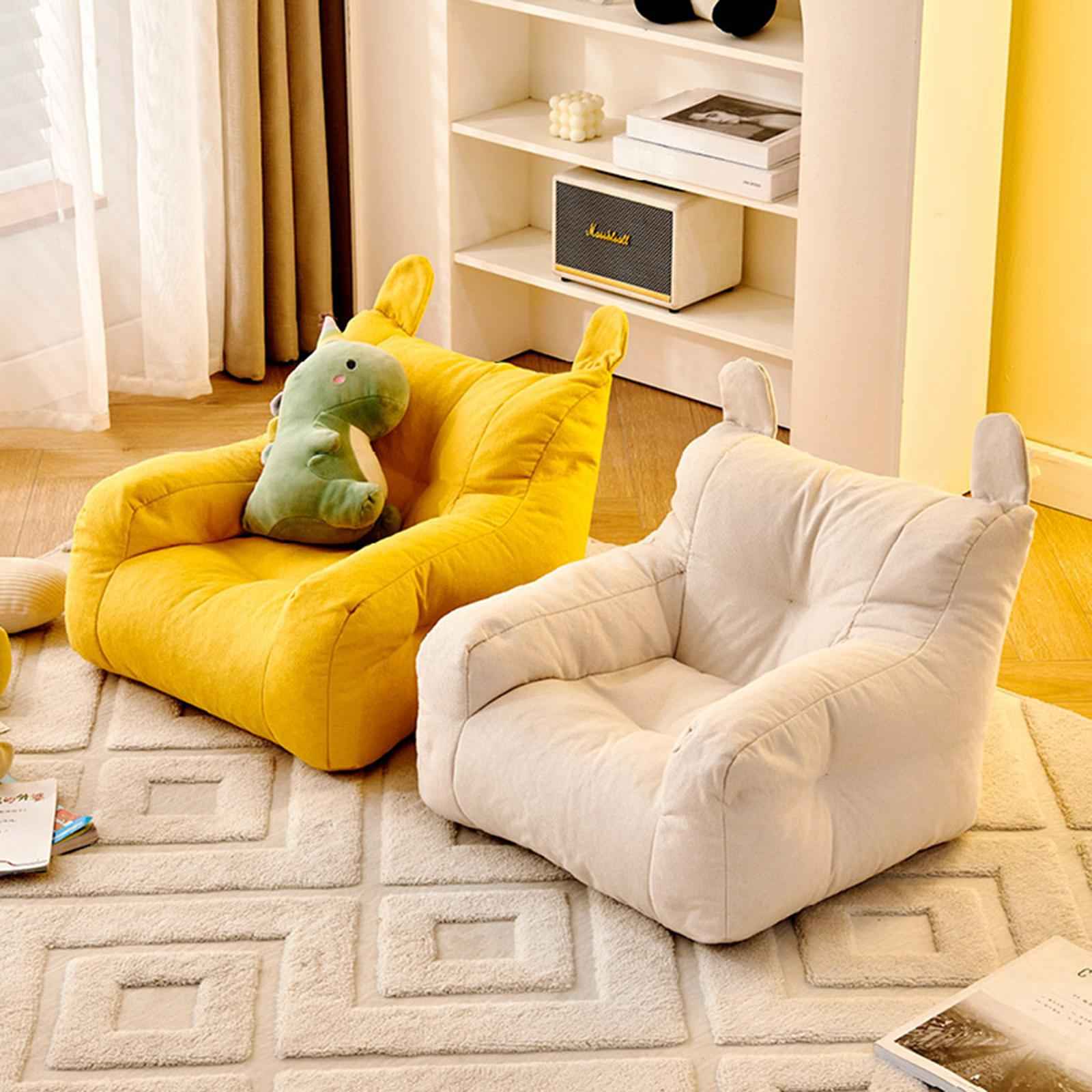 Kids Bean Bag Chair Soft Cartoon Cute Floor Chair for Bedroom Dorm Apartment Yellow