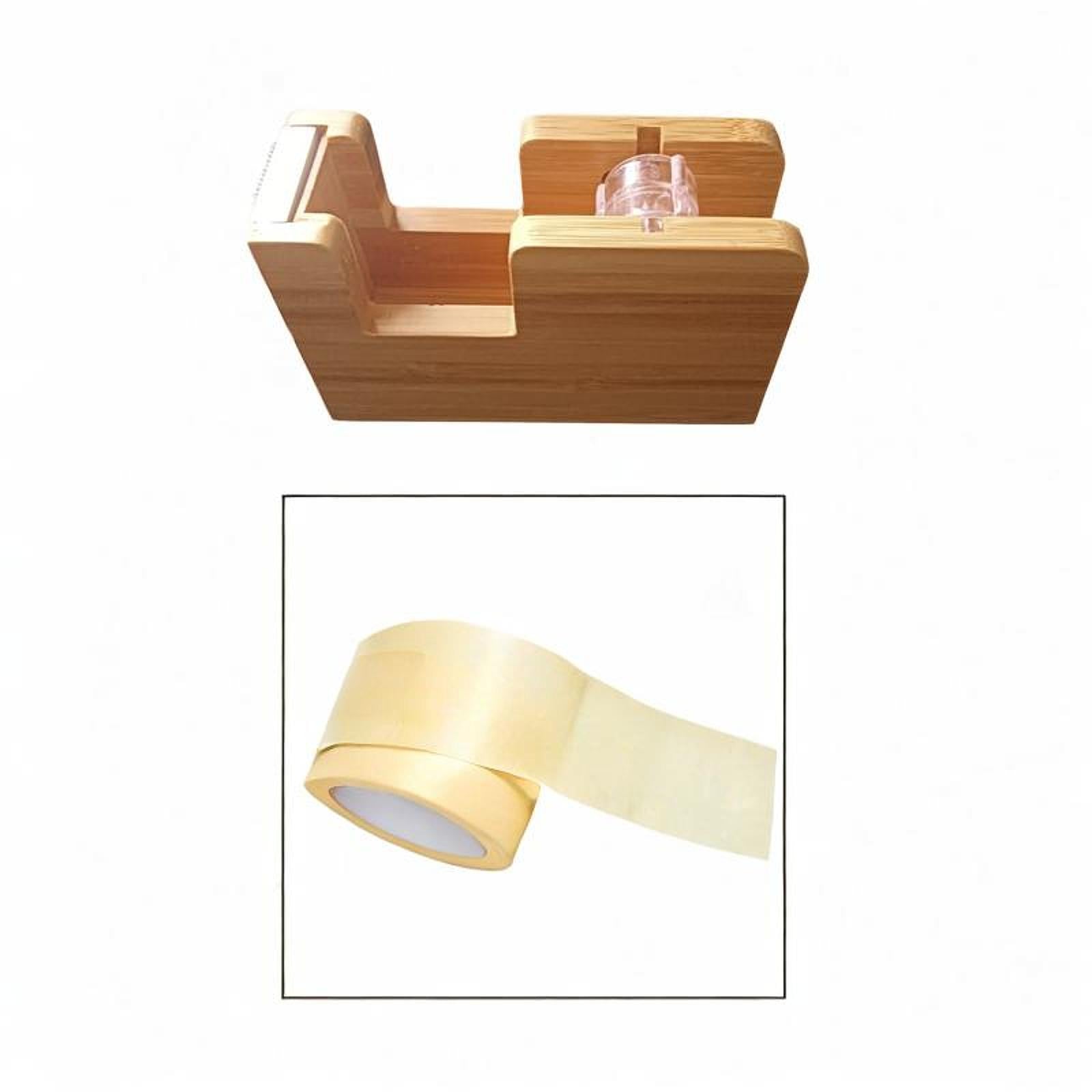Bamboo Desktop Tape Dispenser Decorative Tape Organizer for Labeling Packing