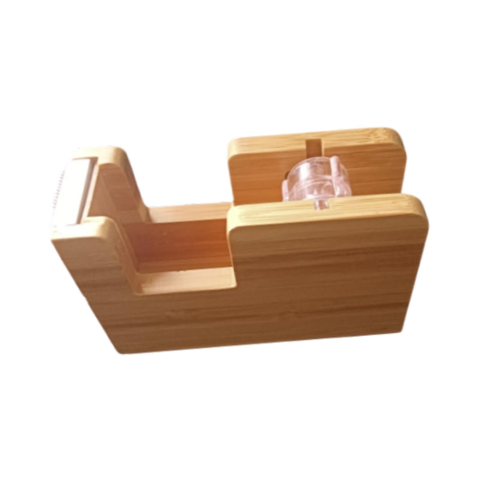 Bamboo Desktop Tape Dispenser Decorative Tape Organizer for Labeling Packing