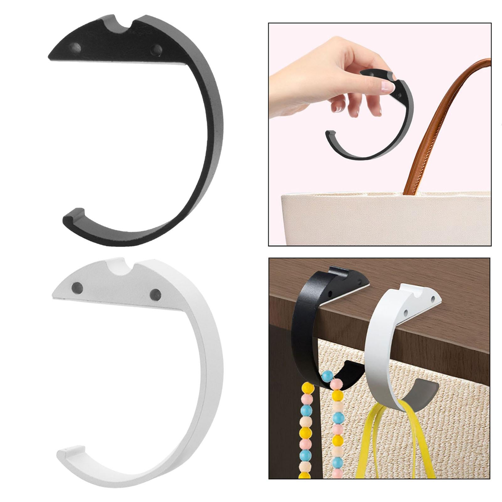 C Shaped Desk Purse Hook Accessories Easily Install Under Desk Backpack Hook Black