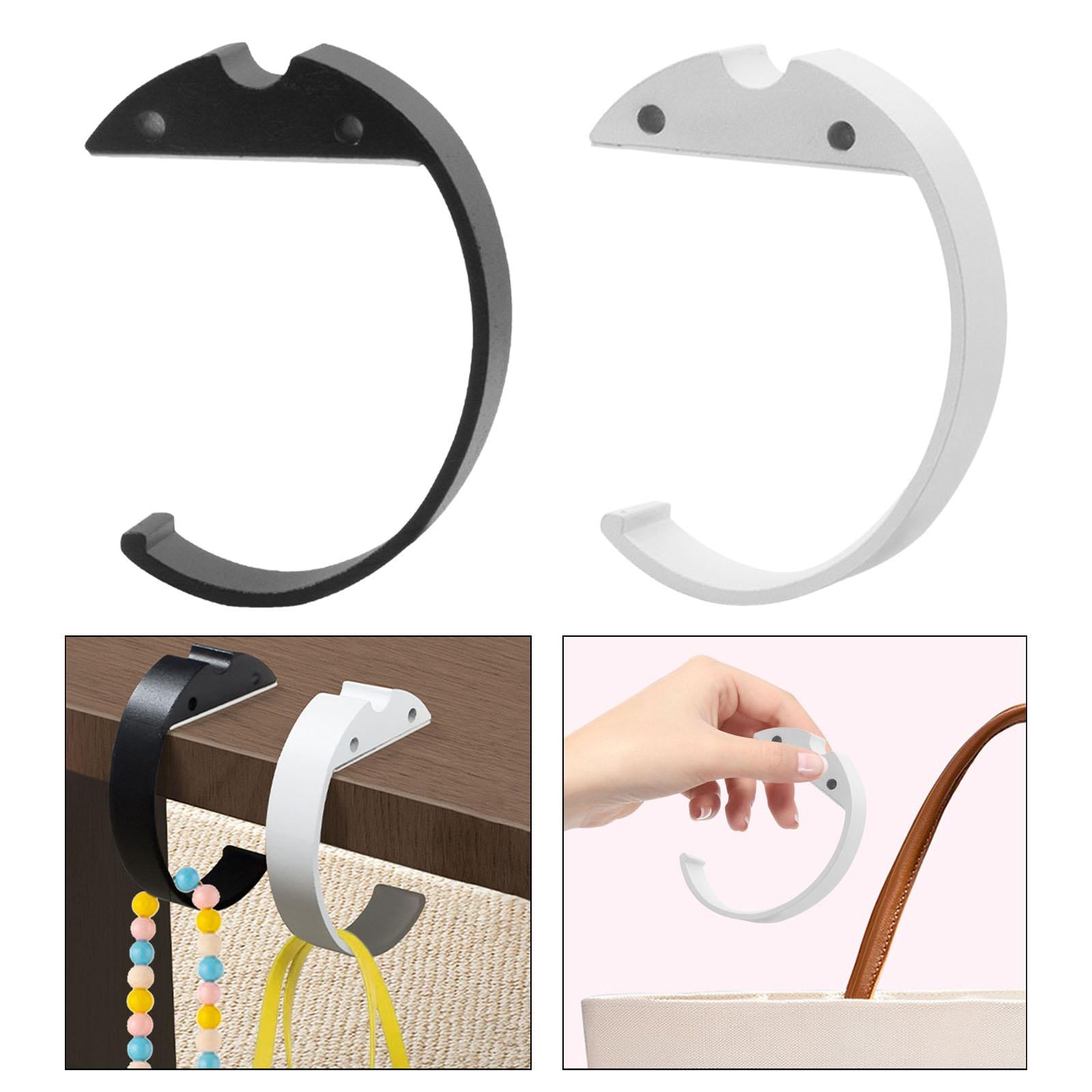 C Shaped Desk Purse Hook Accessories Easily Install Under Desk Backpack Hook Black