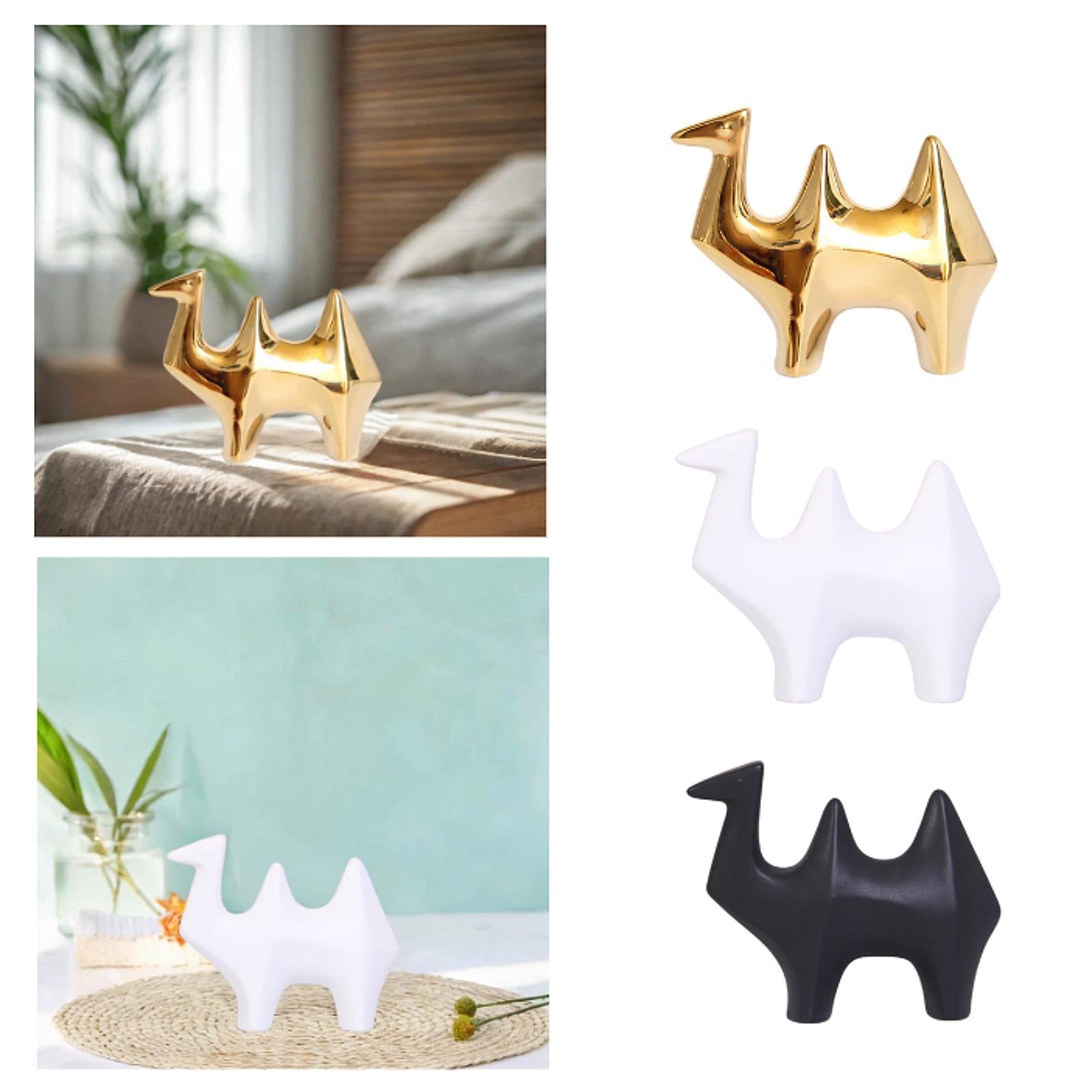 Ceramic Camel Figurine Minimalist Decorative for Table Centerpiece Porch Bar Gold
