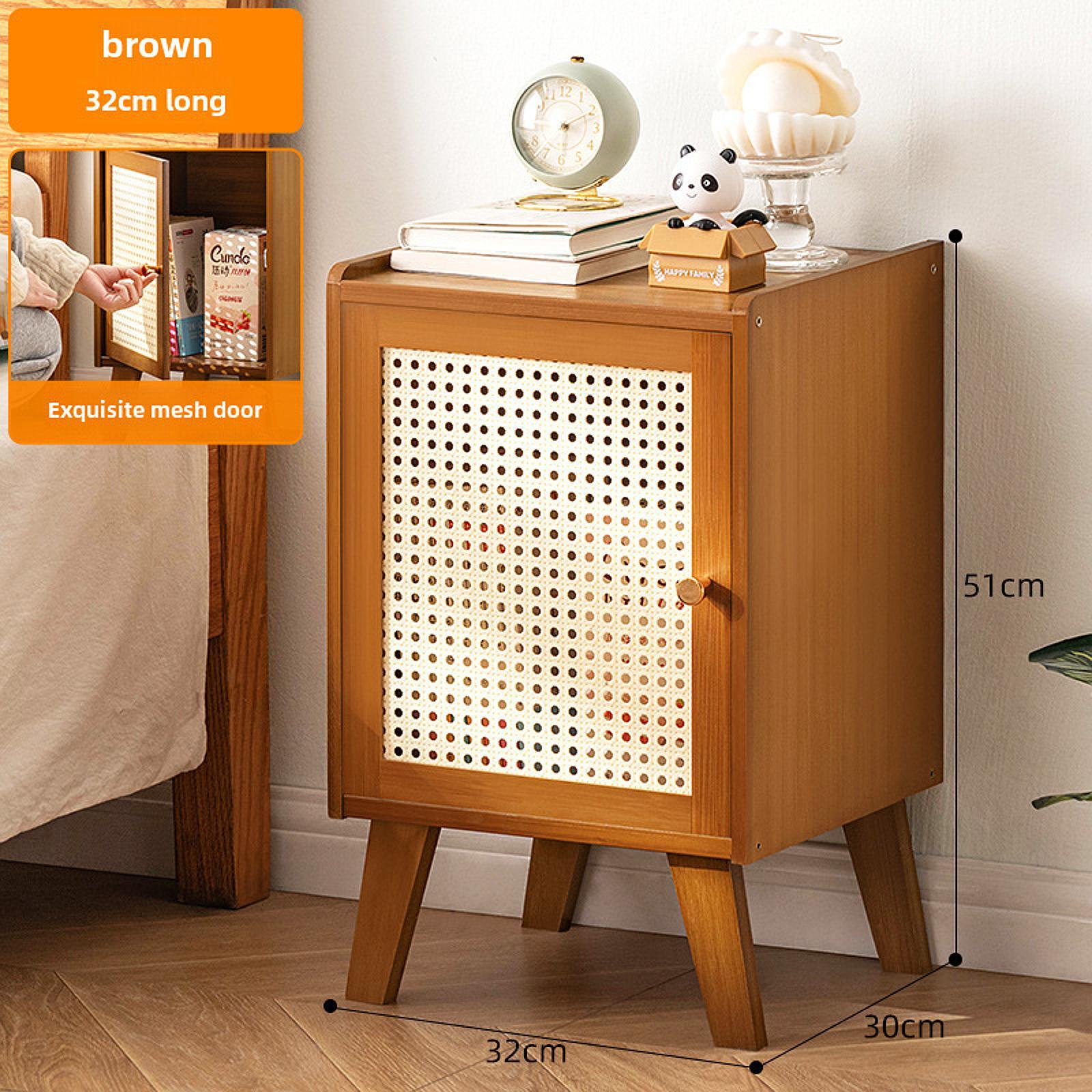 Bamboo NightStand Space Saving Bedside Table for Bedroom Apartment Farmhouse Dark Brown