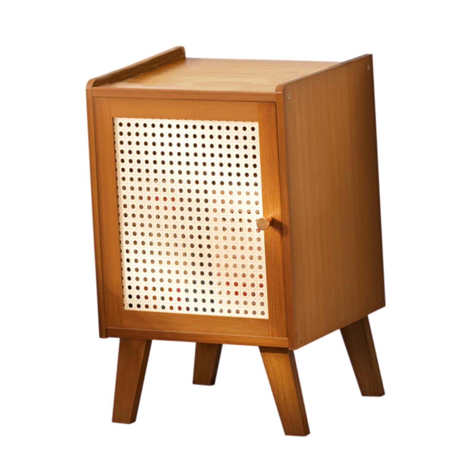 Bamboo NightStand Space Saving Bedside Table for Bedroom Apartment Farmhouse Dark Brown