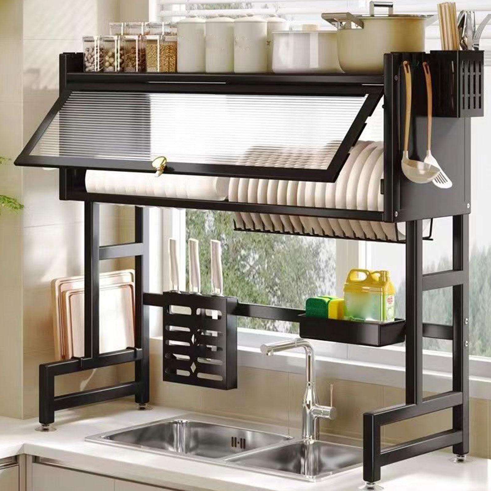 Dish Drying Rack Countertop Restaurant Sponge Carbon Steel Dish Brush Holder
