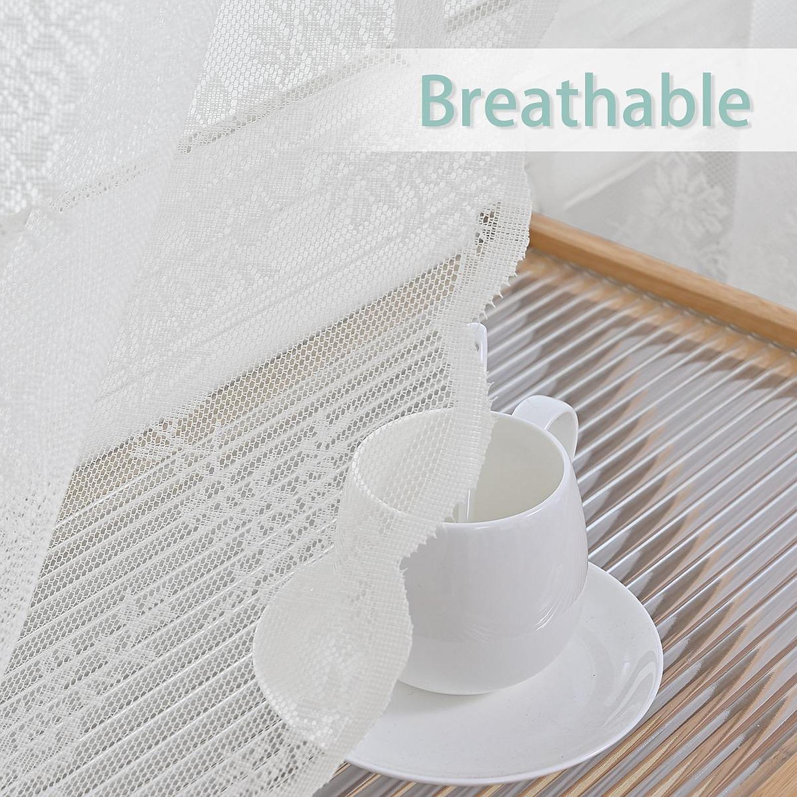 Lace Curtain Romantic Breathable with Rod Pocket for Patio Office Decoration white 100x150cm
