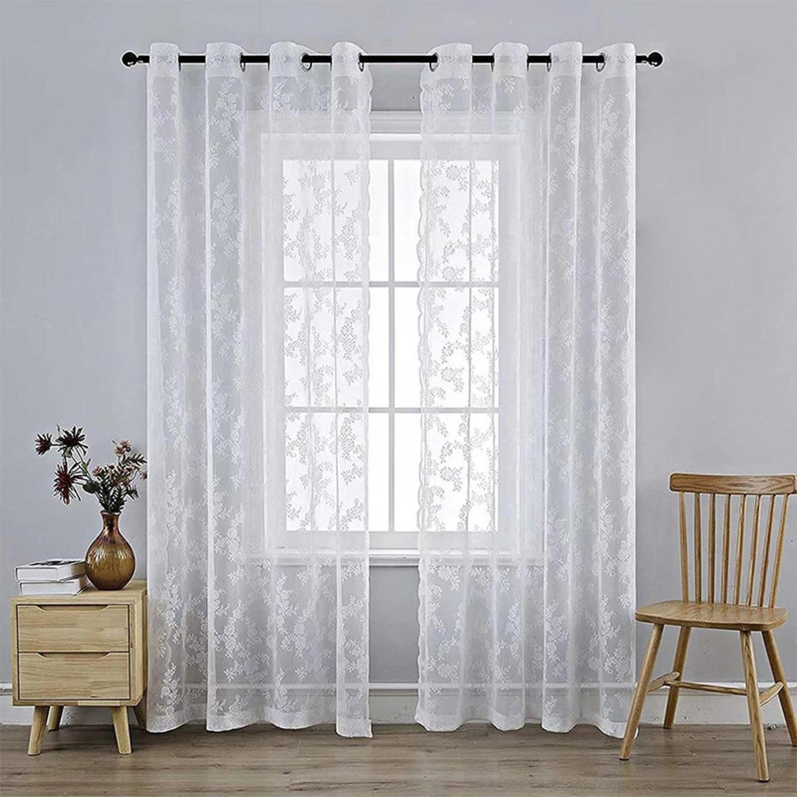 Lace Curtain Romantic Breathable with Rod Pocket for Patio Office Decoration white 100x150cm