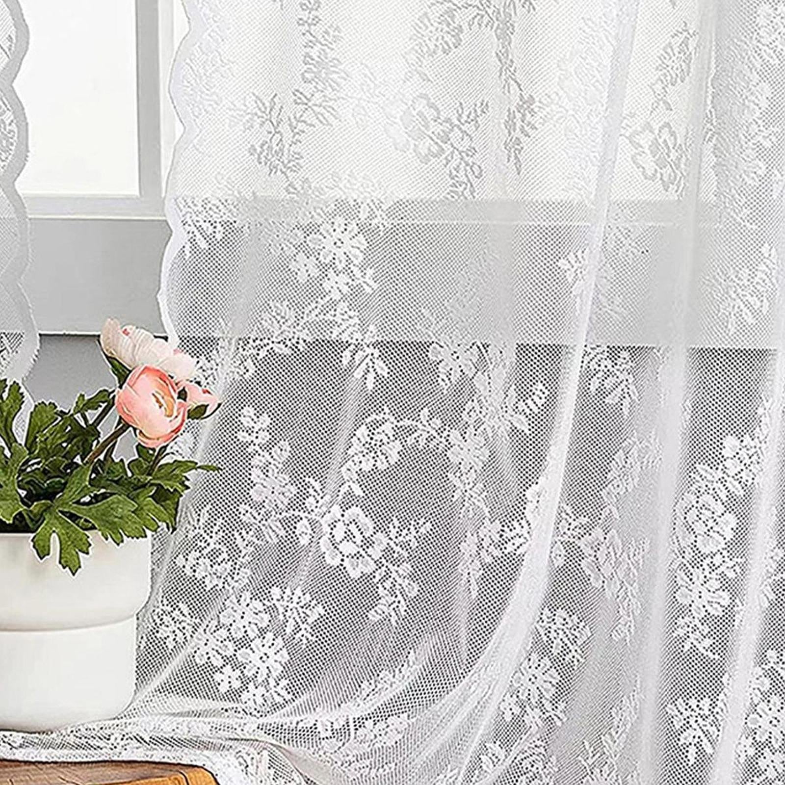 Lace Curtain Romantic Breathable with Rod Pocket for Patio Office Decoration white 100x200cm