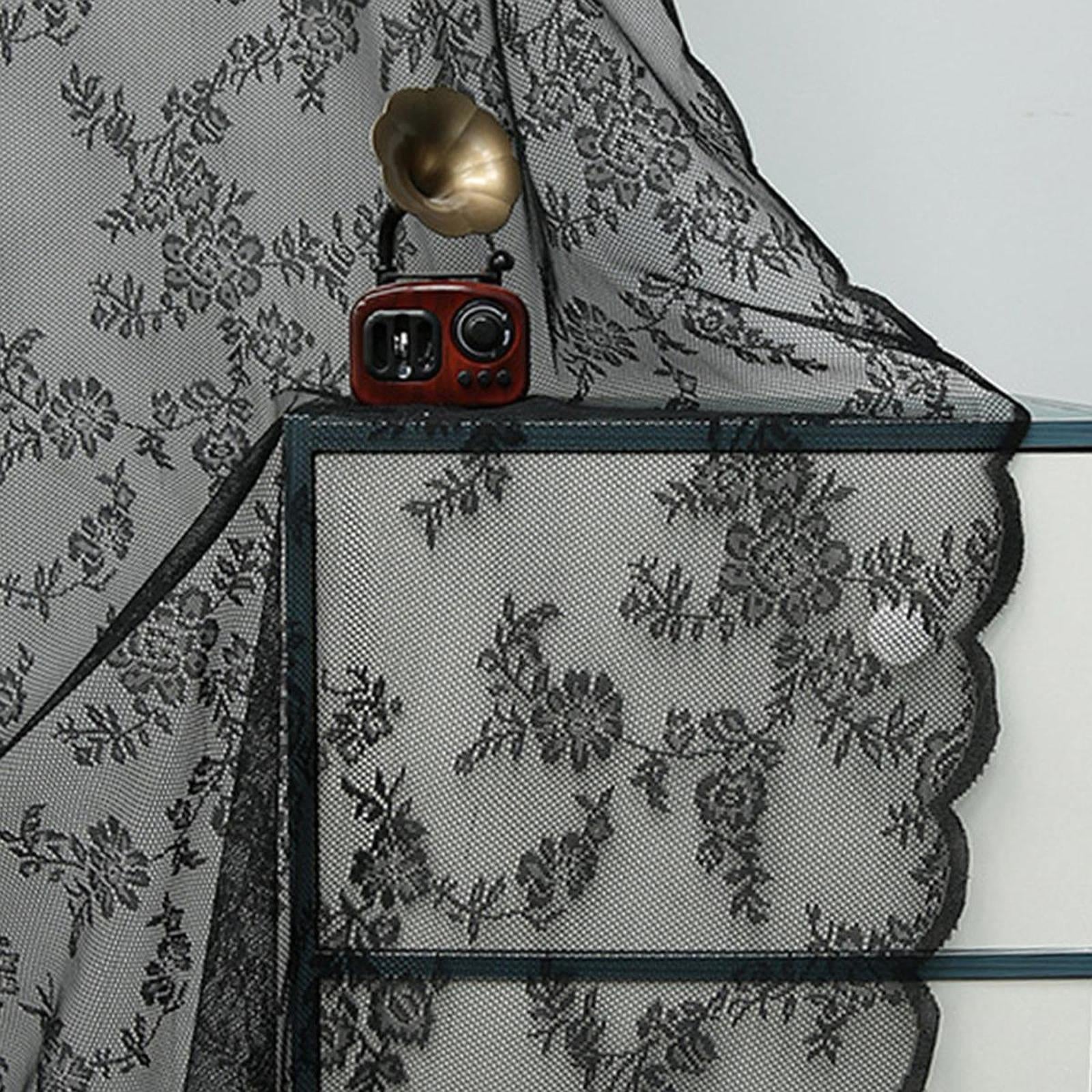 Lace Curtain Romantic Breathable with Rod Pocket for Patio Office Decoration black 100x205cm