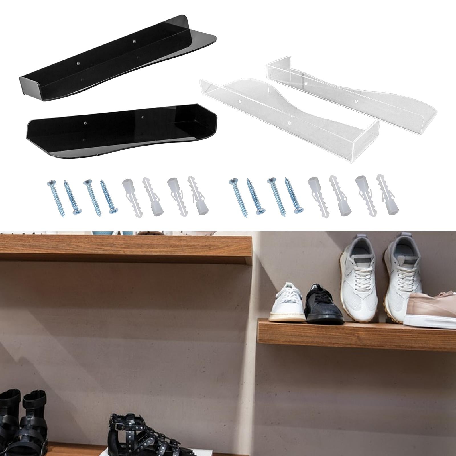 Acrylic Shoe Wall Shelf with Screws Shoe Holder for Home Hallway Living Room Black
