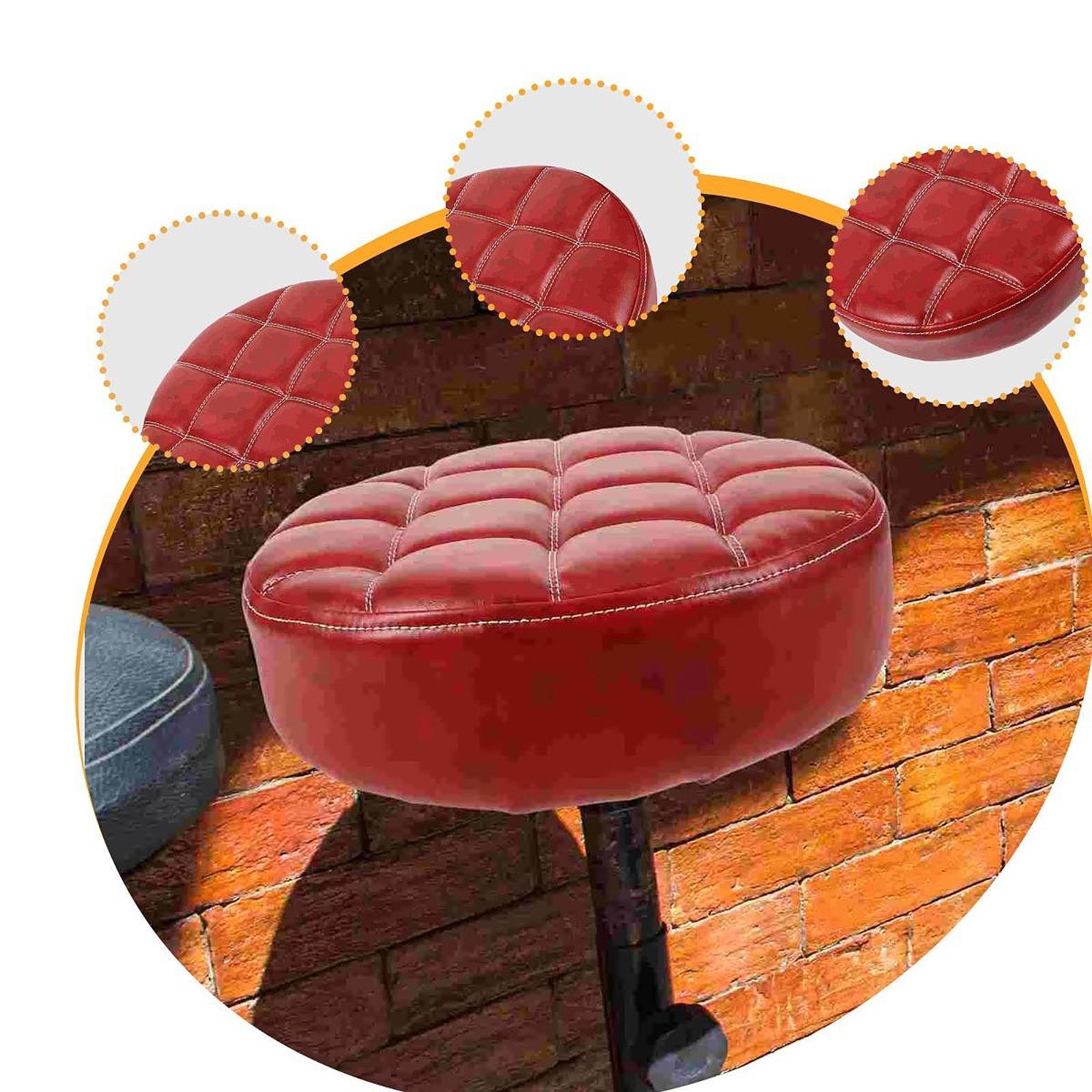 Round Bar Stool Seat Cushion Seat Top Easy Installation Heavy Duty for Salon red