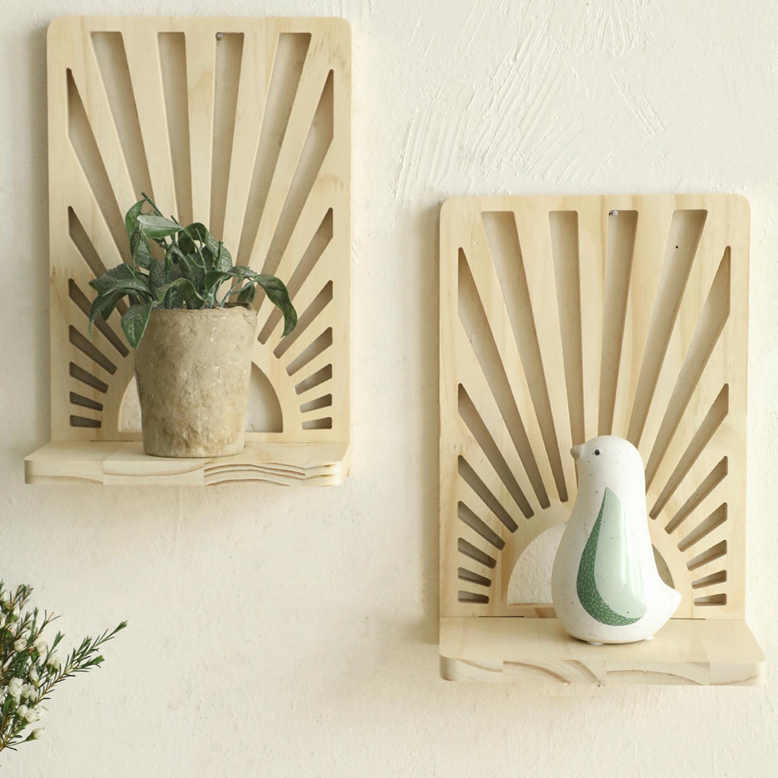 Hanging Shelf Boho Wall Mount Book Floating Shelf for Bathroom Office Garden