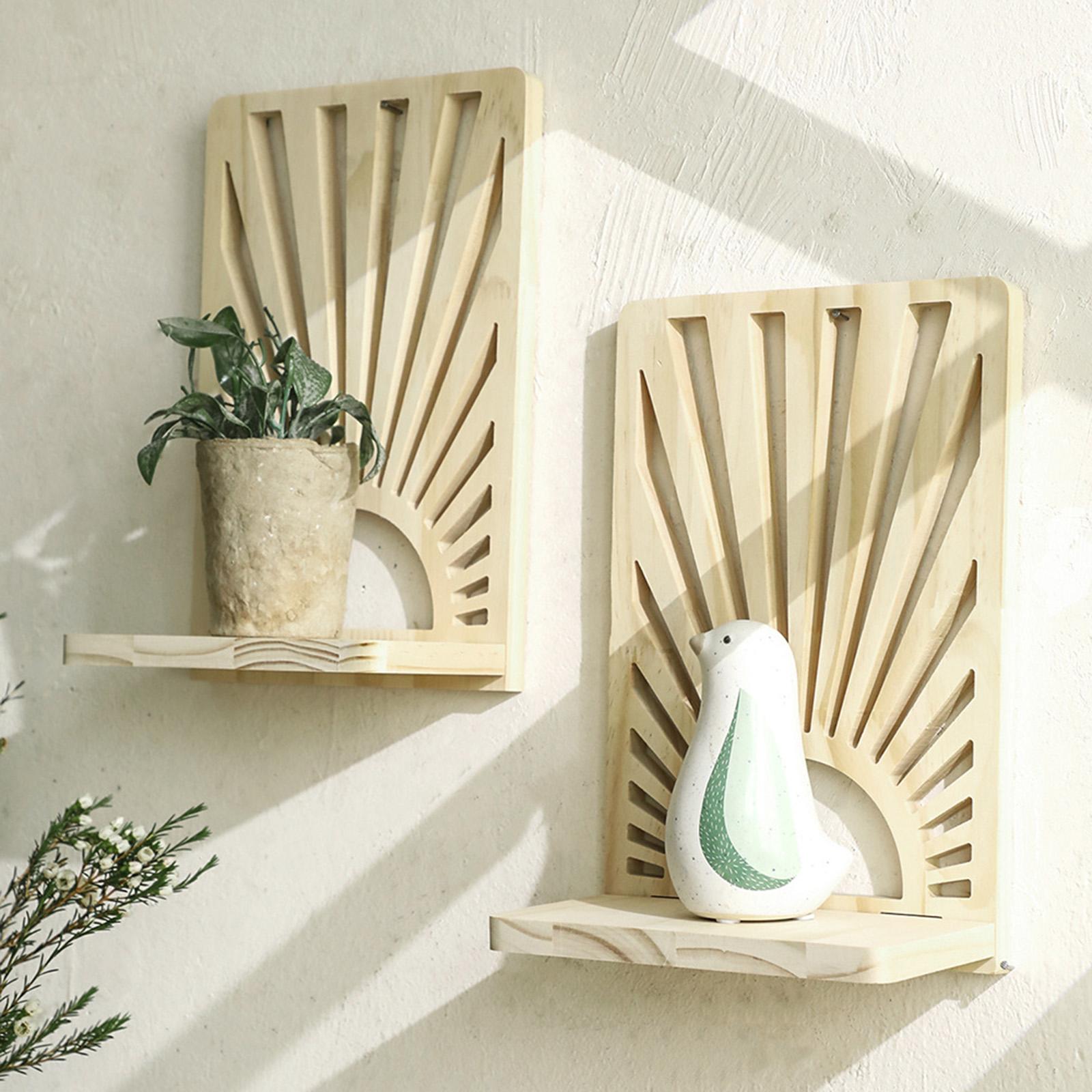 Hanging Shelf Boho Wall Mount Book Floating Shelf for Bathroom Office Garden