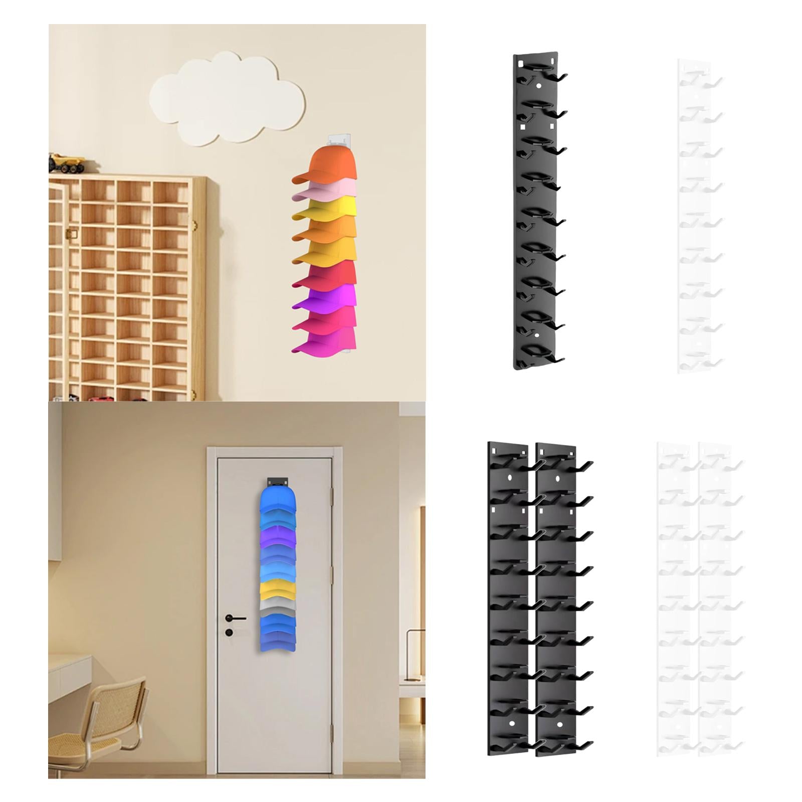 Hat Organizer for Baseball Caps Hold up to 18 Hats for Shop Closet Storeroom Black