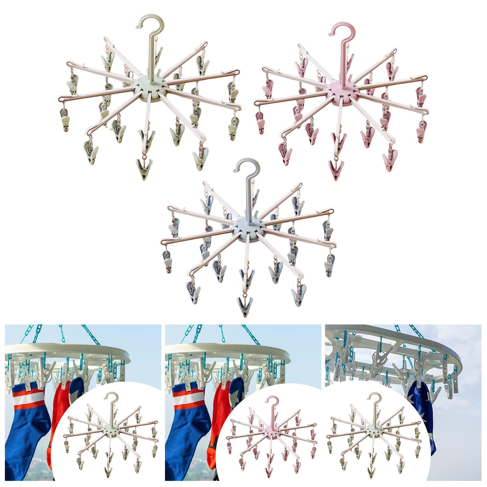 Hanging Drying Rack Stable Closet Organizer Sock Hanger for Sock Short Towel Green